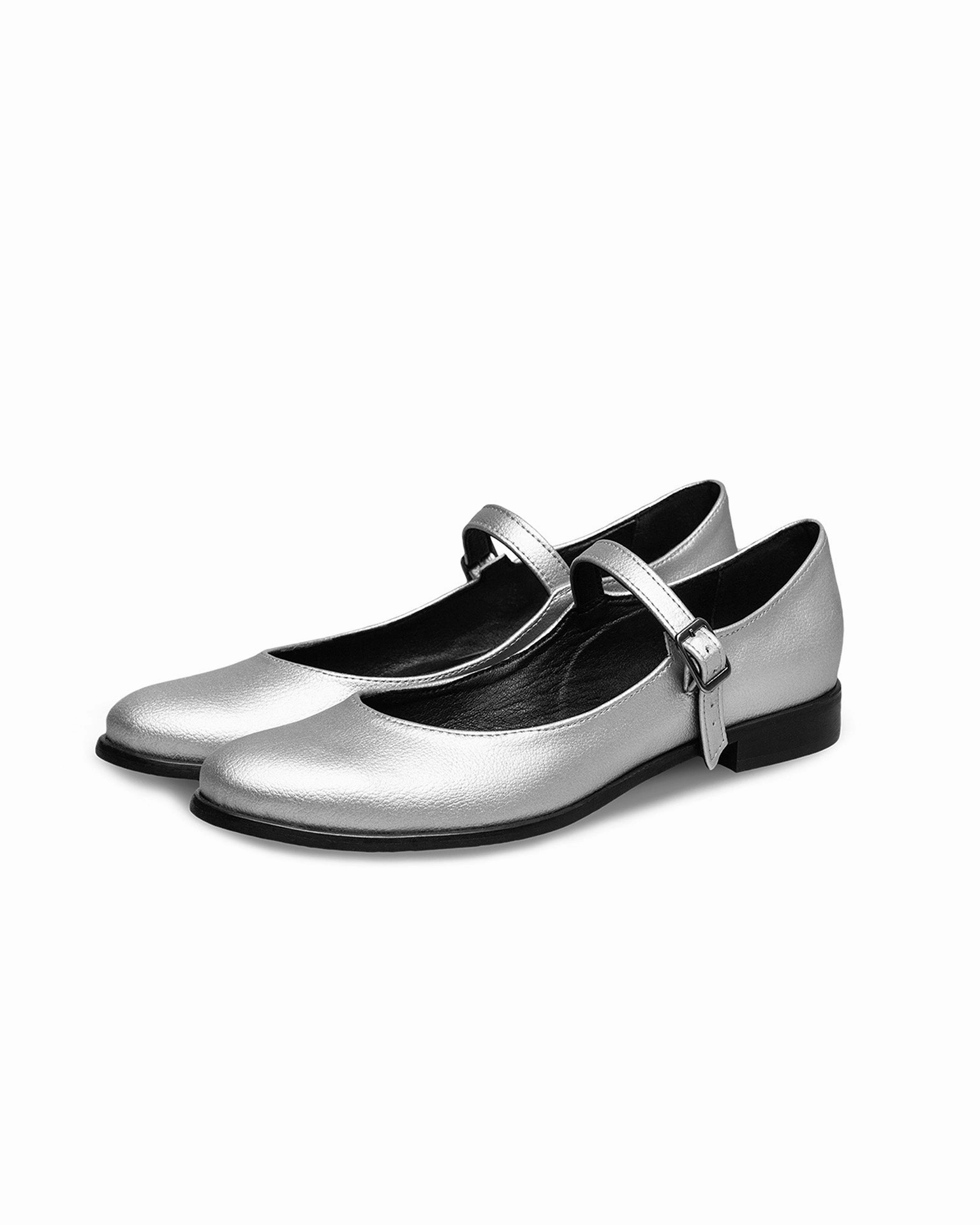 Mary Jane Pumps Silver ballerinas made of Vegea grape leather Formal Shoes Flat Feet