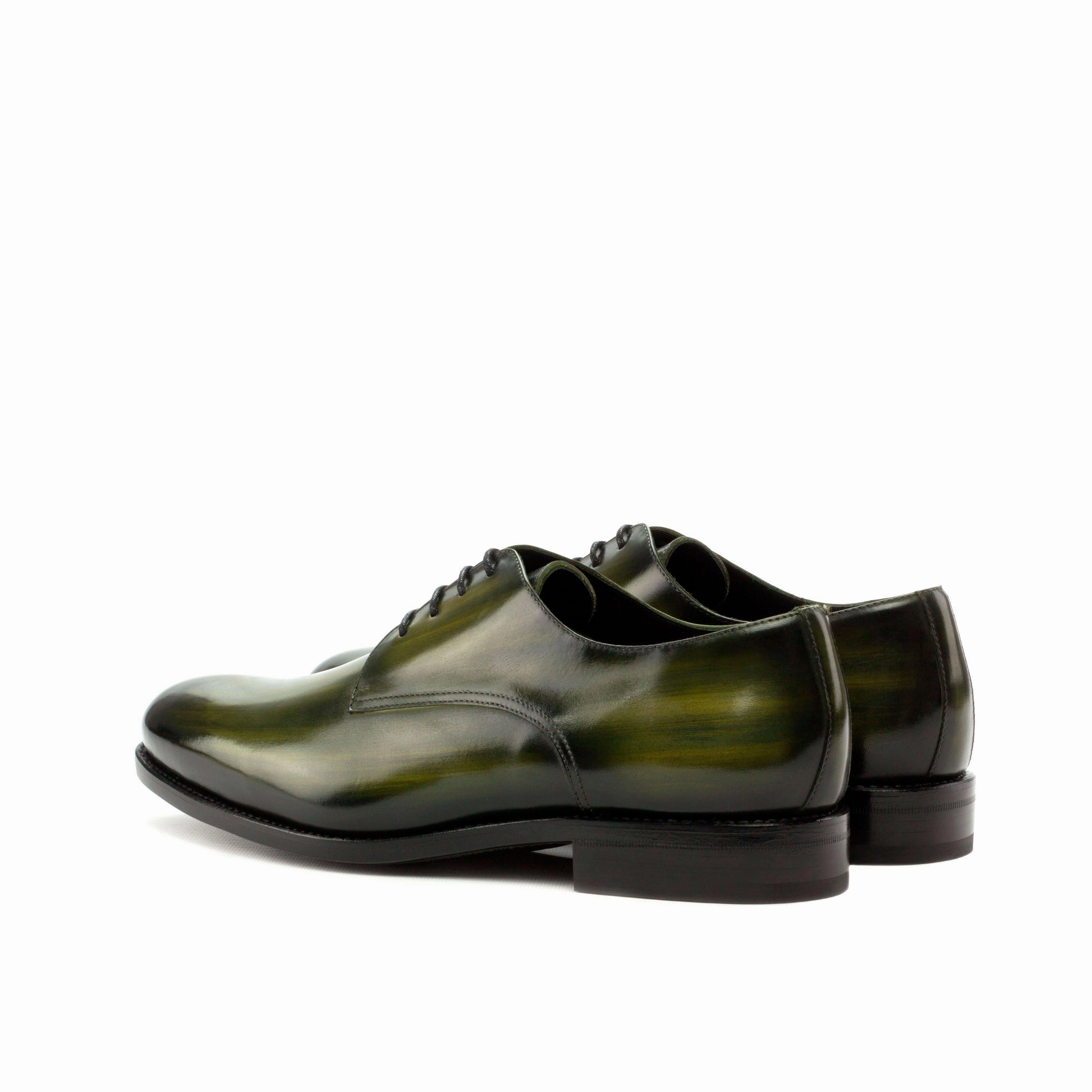 Khaki Green Patina Leather Derby Shoes Lace Up Nursing Shoes