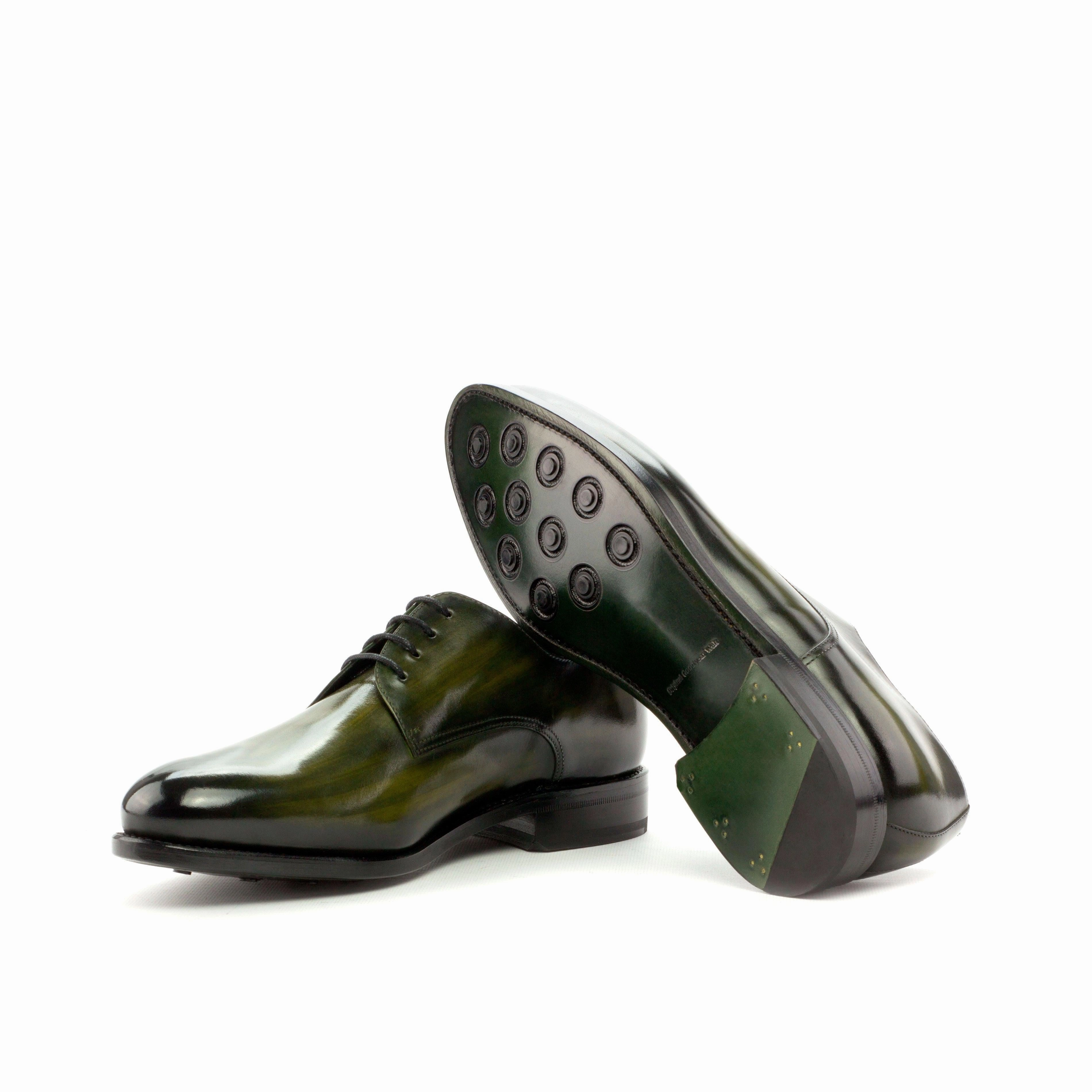 Granny Lace Up Shoes Khaki Green Patina Leather Derby Shoes