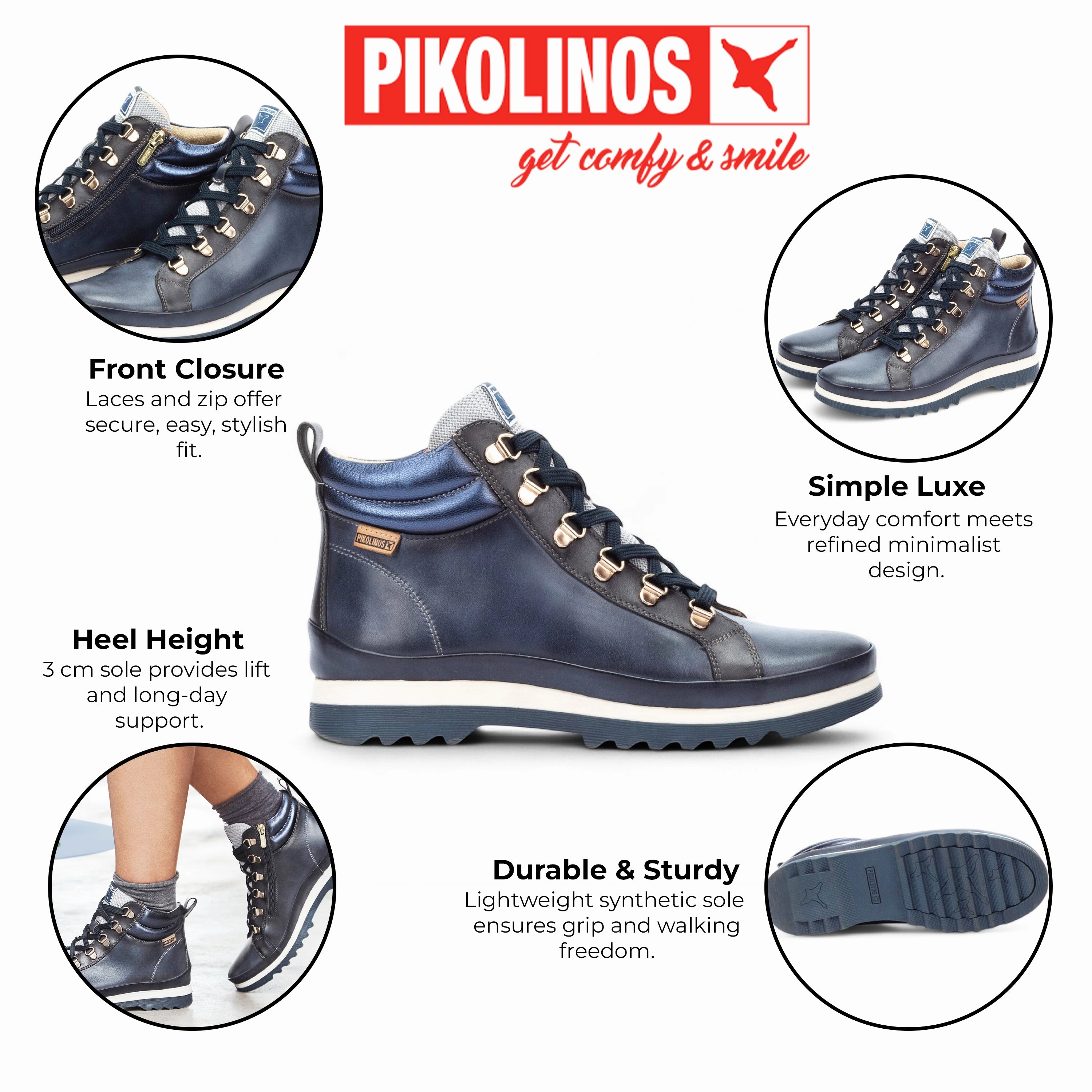 Chelsea Boots Blundstone Pikolinos Women??s Blue Leather Ankle Trainers Boots - Vigo