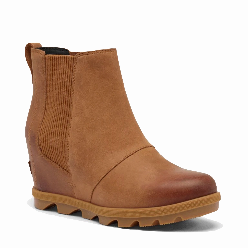 Red Back Chelsea Boots Sorel Women's Joan Rhapsody Chelsea Wedge Bootie in Velvet Tan/Gum