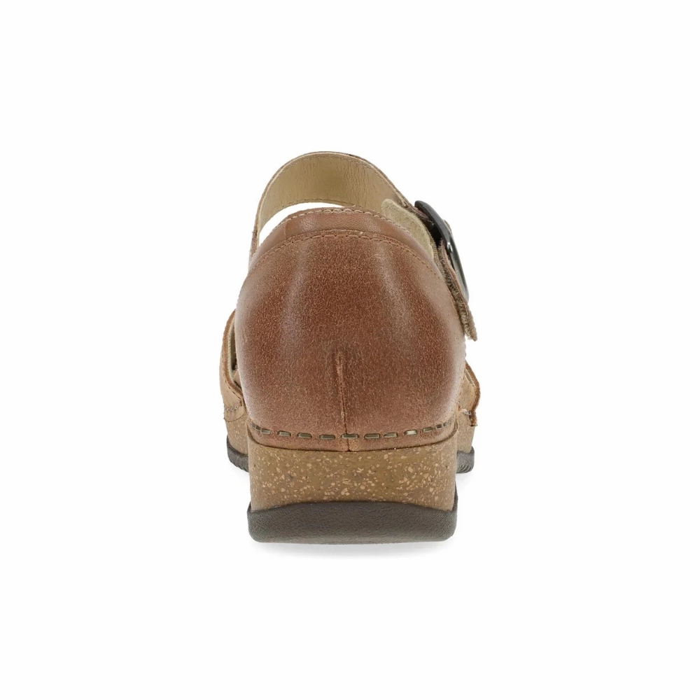 Dansko Mae Tan Burnished Suede Mary Jane (Women's) Flat Mary Jane T Bar Shoes