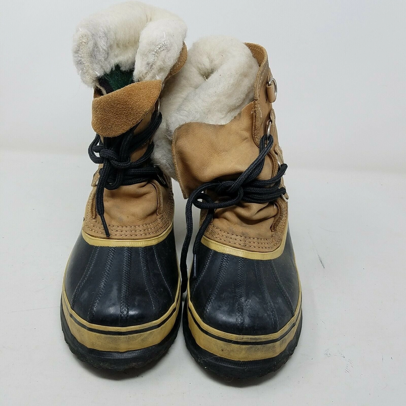 Sorel Caribou Boots Brown Leather Fur Felted Lined Winter Snow Boots Womens 7 Lane Bryant Snow Boots