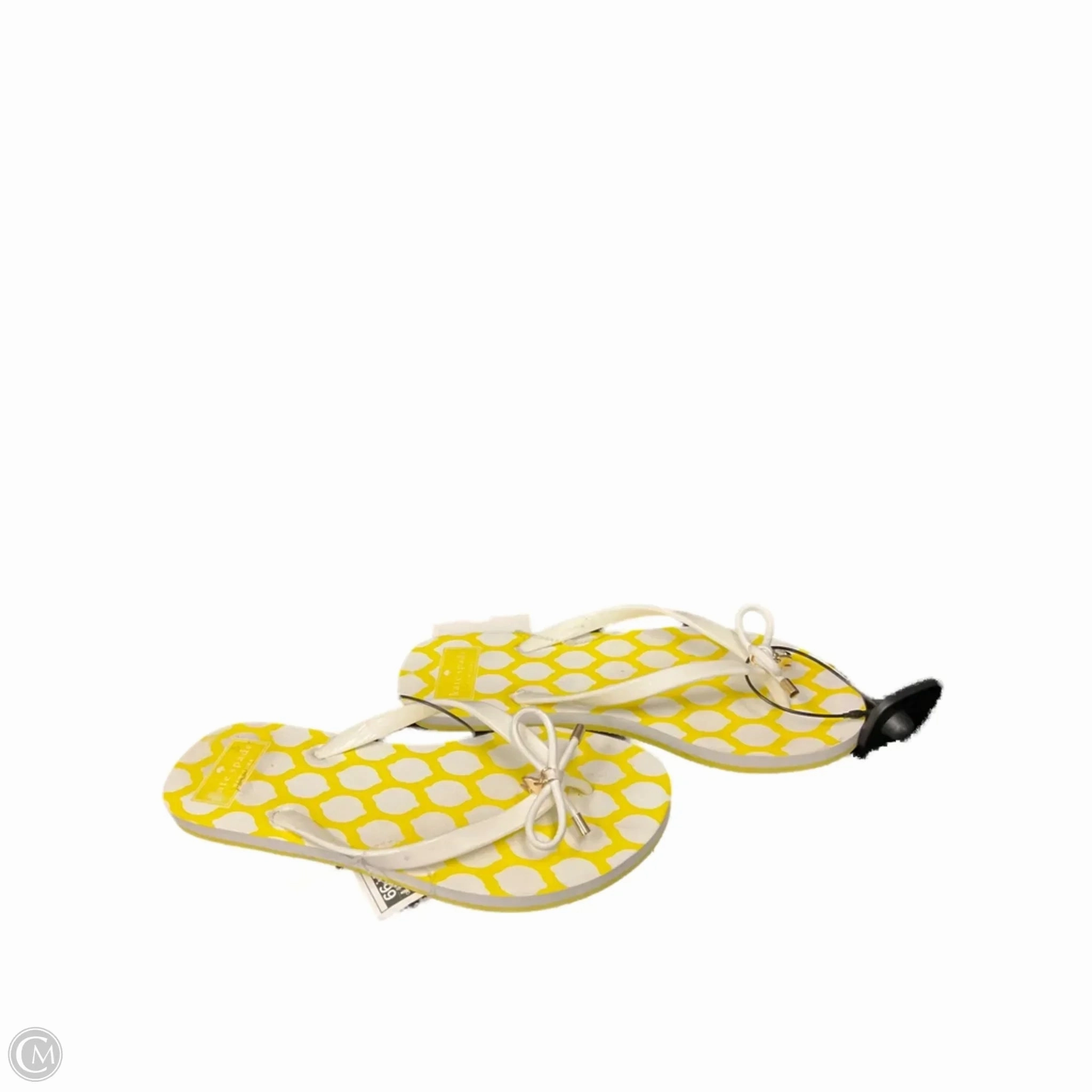Sandals Flip Flops By Kate Spade In White & Yellow, Size: 7 Mann Flip Flops