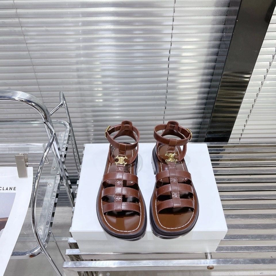 SE1161 Celine Clea Triomphe Gladiatop Chunky Sandal / Size5-10 Cute Cheap Flats Shoes