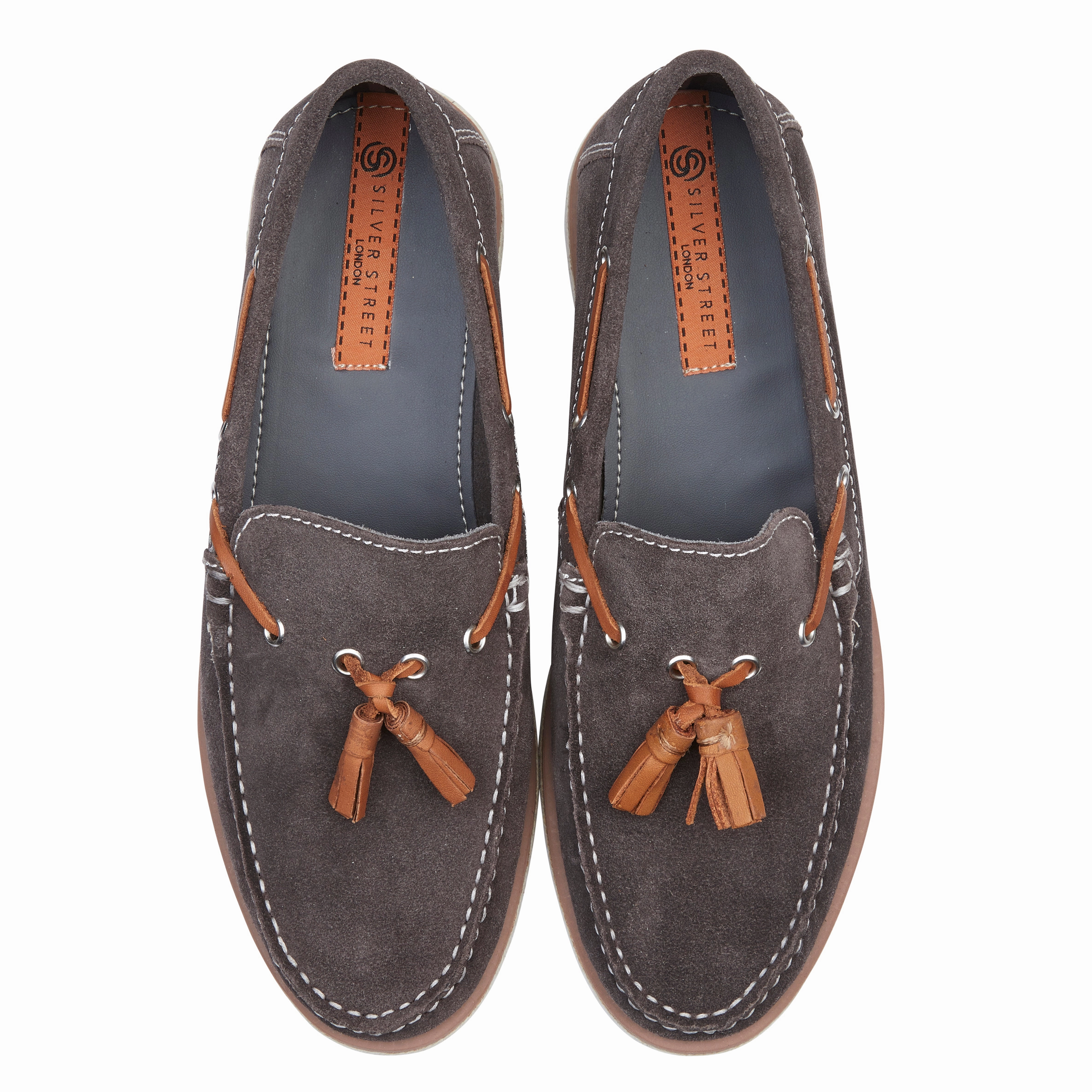 Milford Suede Leather Tassel Loafers - Grey Fugazi Loafers