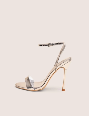 Soho Silver Metallic Barely There Strappy Stiletto Heels Karl Lagerfeld High Heels