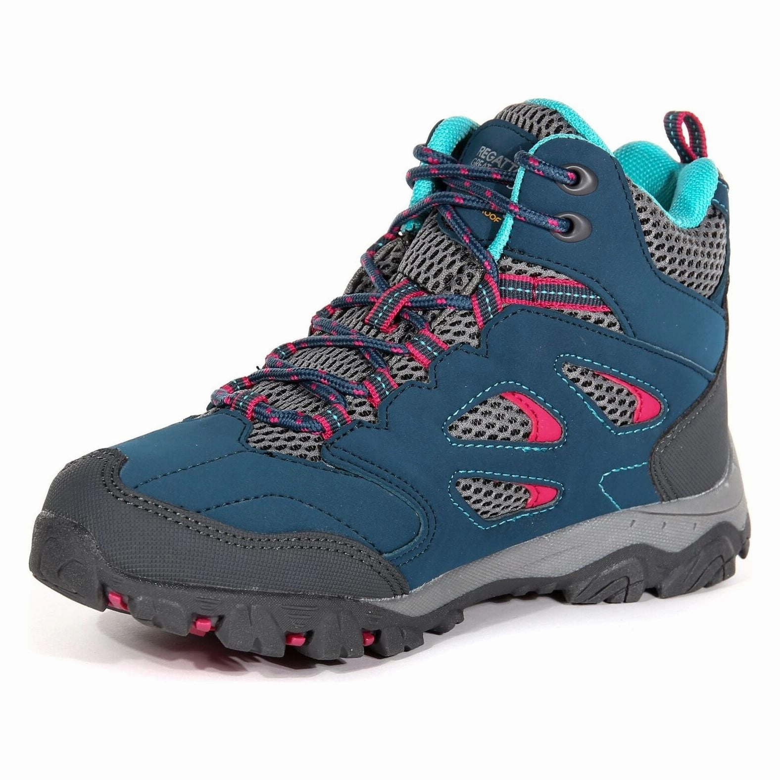 Regatta Holcombe Mid Waterproof Junior Walking Boots - Blue Hiking Boots With Heels