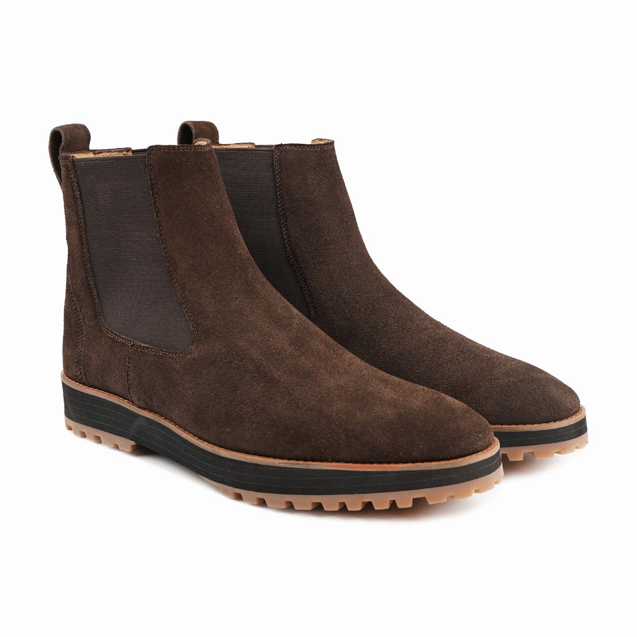 Reiko - Men's Dark Brown Kid Suede Chelsea Boot Suede Vs Leather Chelsea Boots