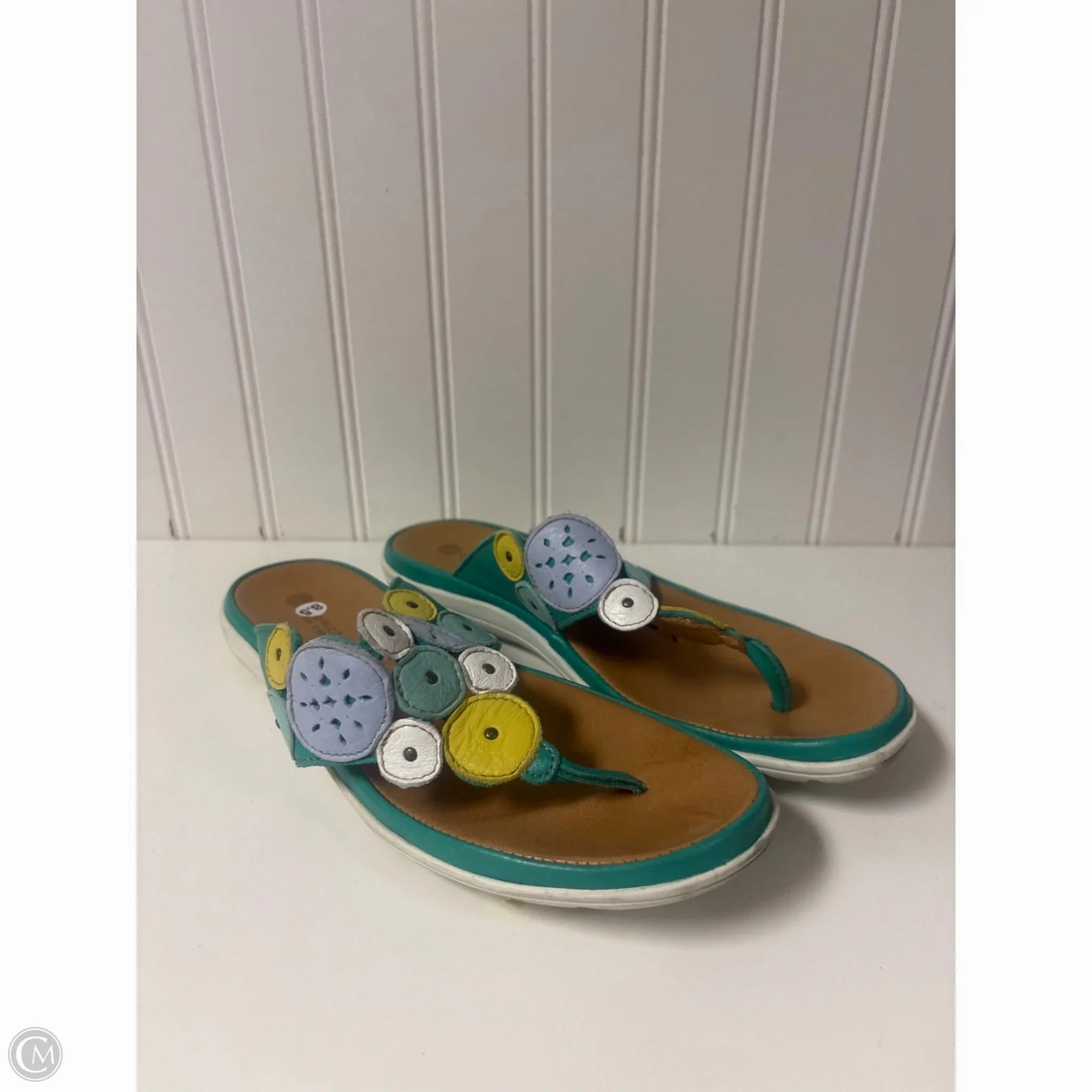 Flip Flop Farmer Sandals Flip Flops By Eric Michael London In Green, Size: 8.5