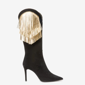 Durable Chelsea Boots The Vienna Black Suede Leather Knee High Women  Boot