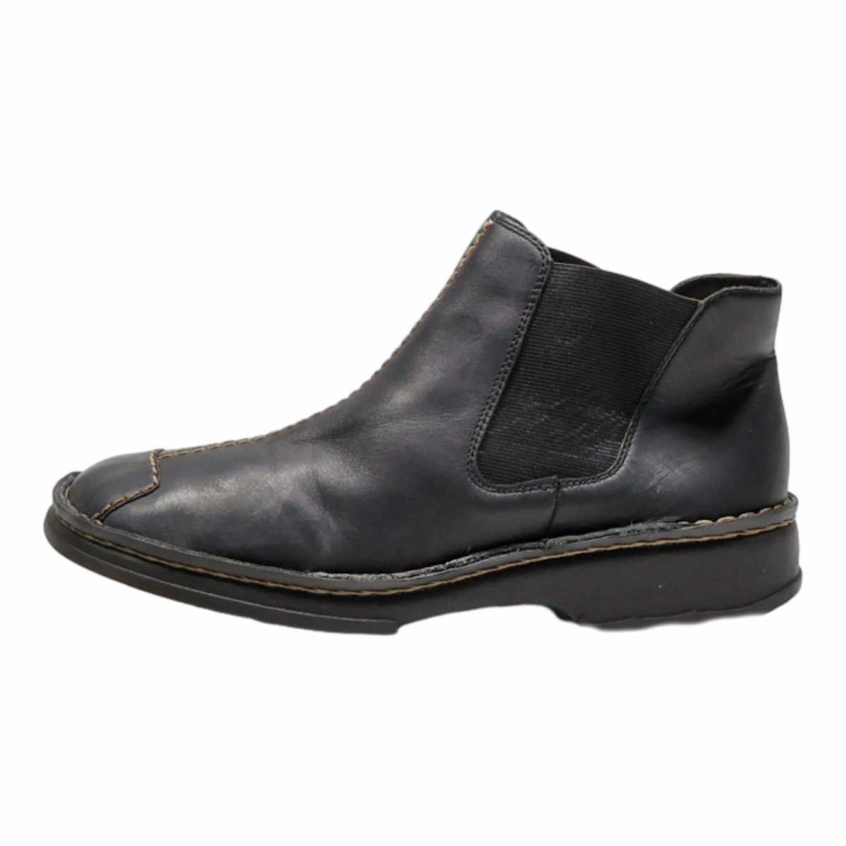 RIEKER Chelsea Boots Black Leather Womens UK 6 Garden Lug-sole Chelsea Boots