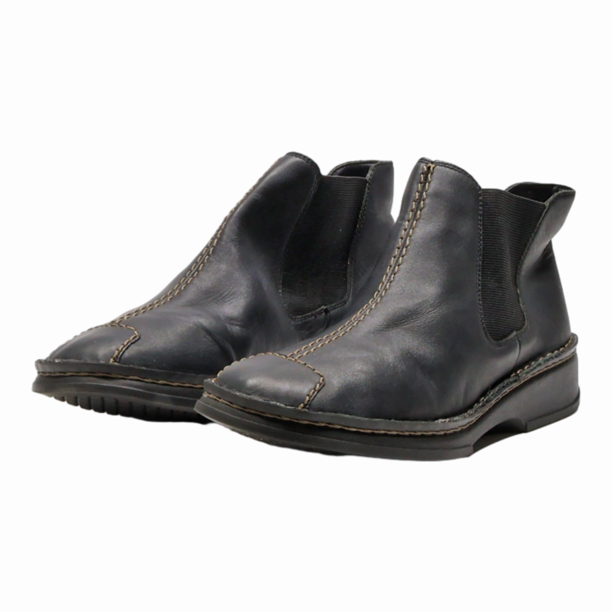 Chelsea Boots Wooden Sole RIEKER Chelsea Boots Black Leather Womens UK 6