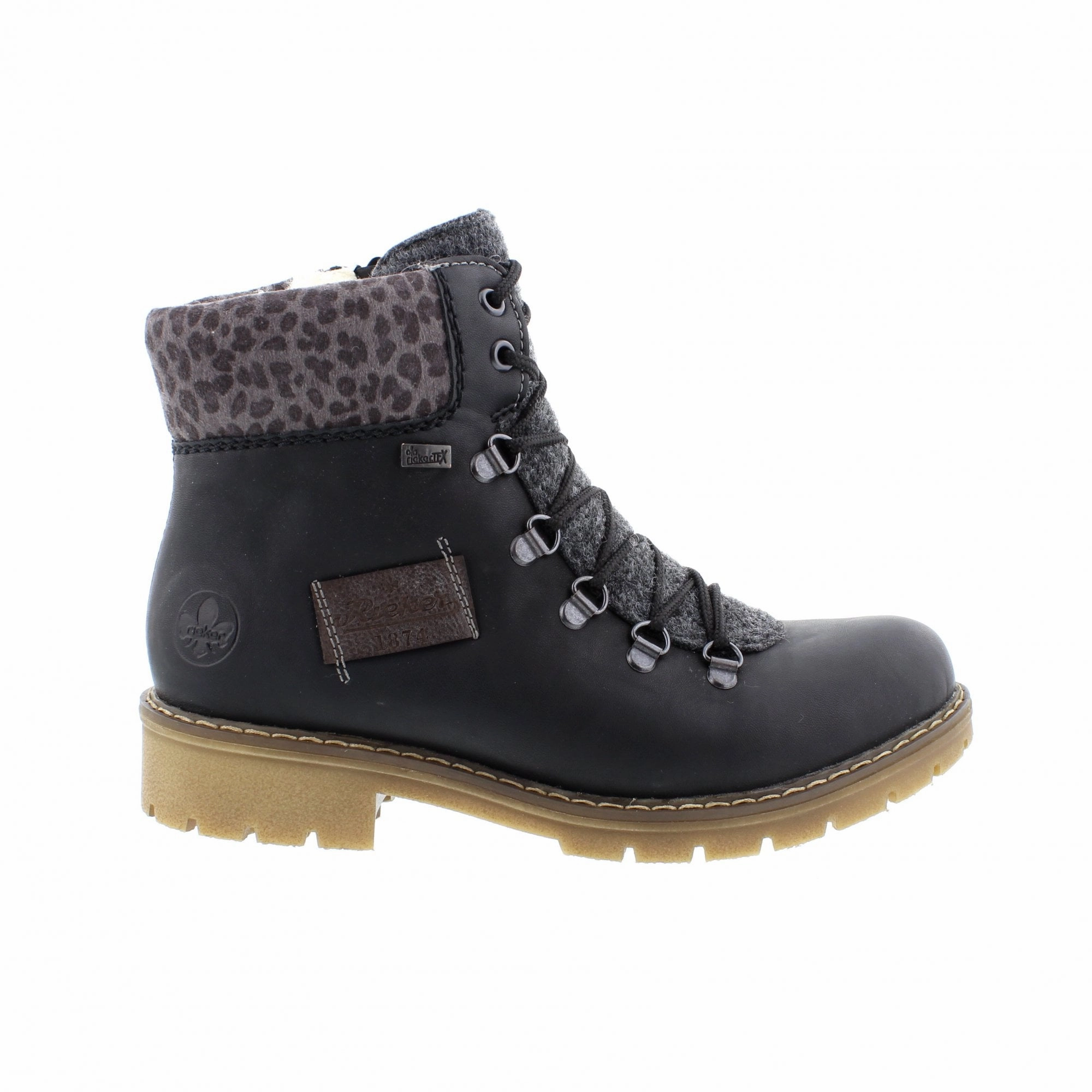 Chelsea Boots Velasca Rieker Women's Sabrina 36 Fur Lined Ankle Boot - Schwarz/Anthrazit/Basalt/Leo