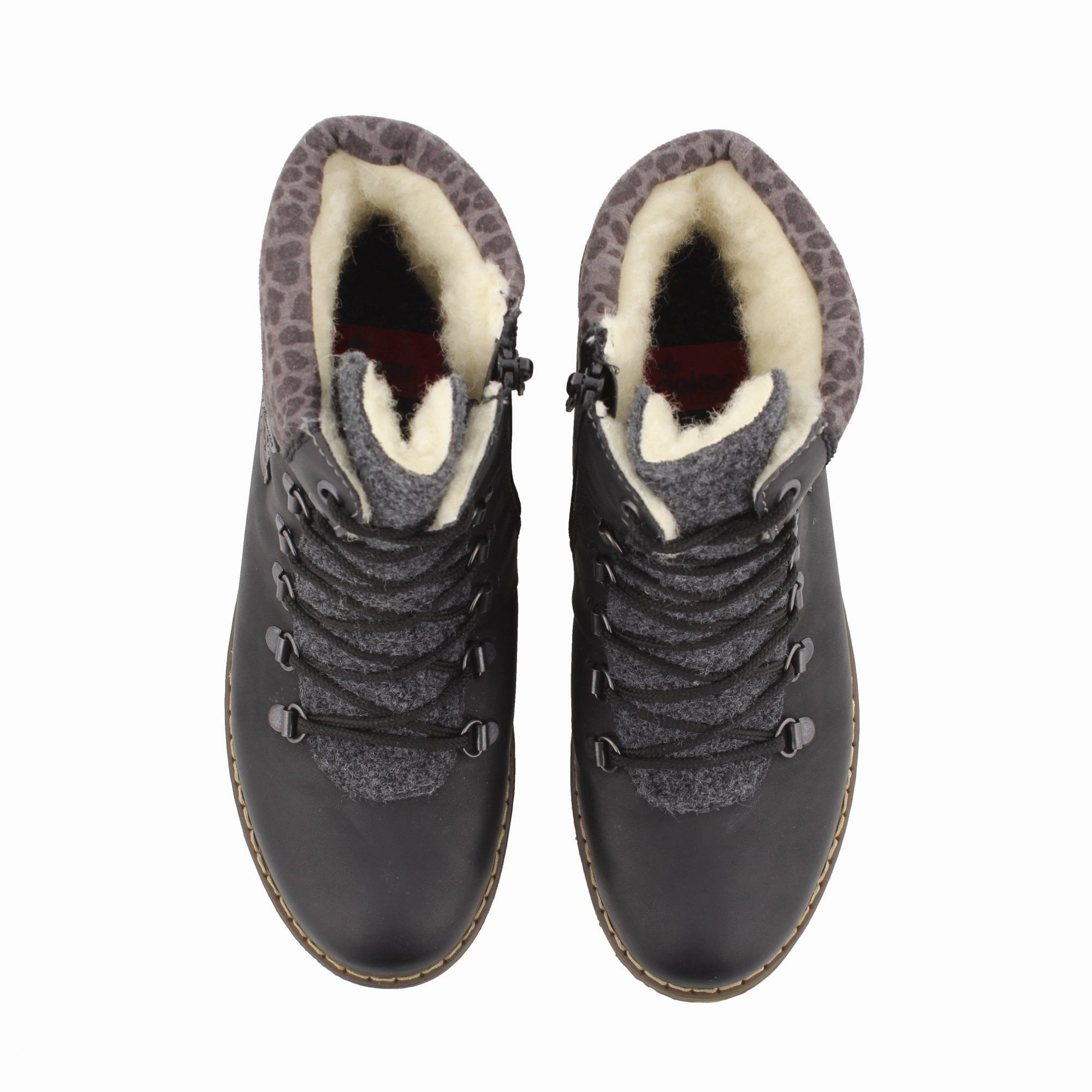 Elastic Chelsea Boots Rieker Women's Sabrina 36 Fur Lined Ankle Boot - Schwarz/Anthrazit/Basalt/Leo