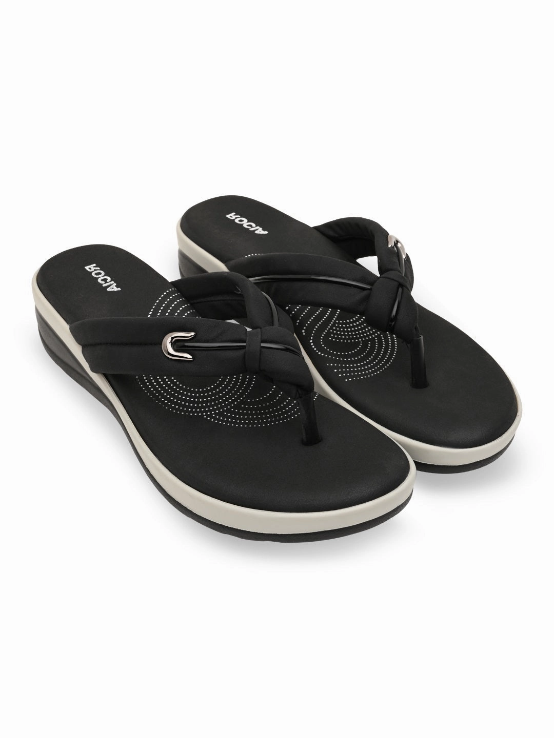 Flip Flops That Last Rocia By Regal Black Women Comfort Knotted Thongs