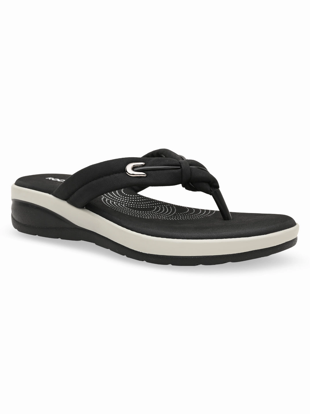 Rocia By Regal Black Women Comfort Knotted Thongs Flip Flops With Jeans