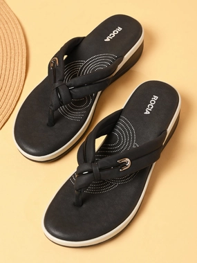 Healing Sole Flip Flops Rocia By Regal Black Women Comfort Knotted Thongs