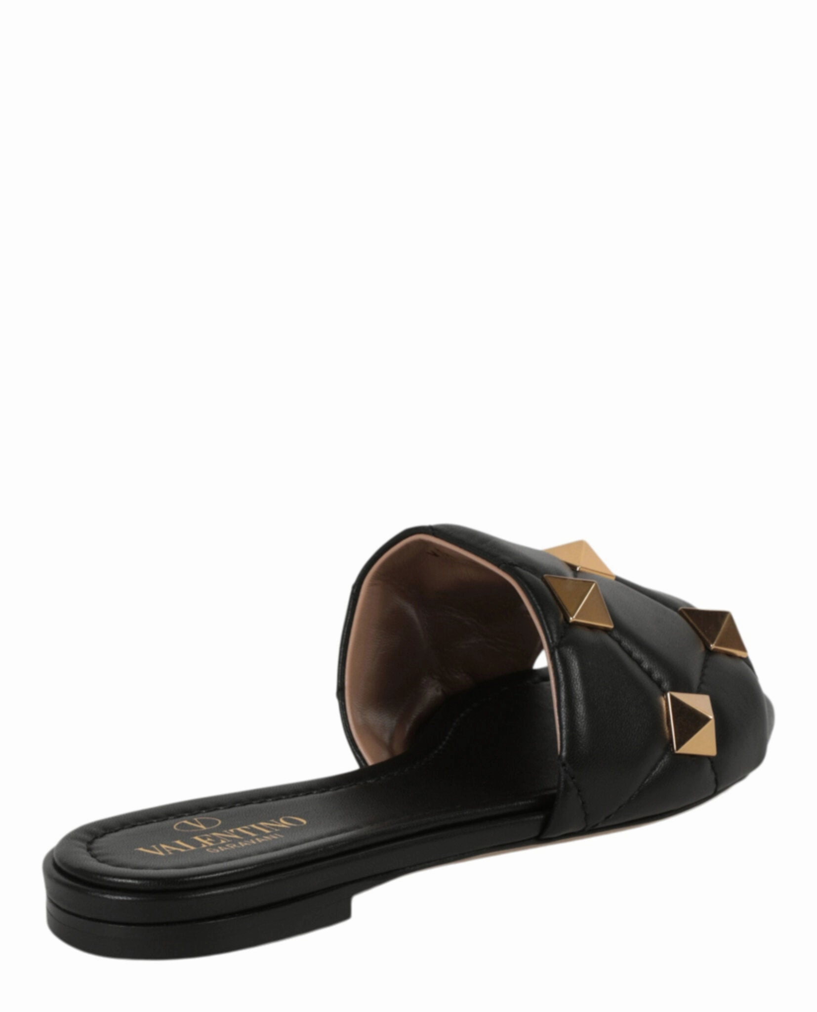 Rockstud Leather Slides Panda Slippers For Adults
