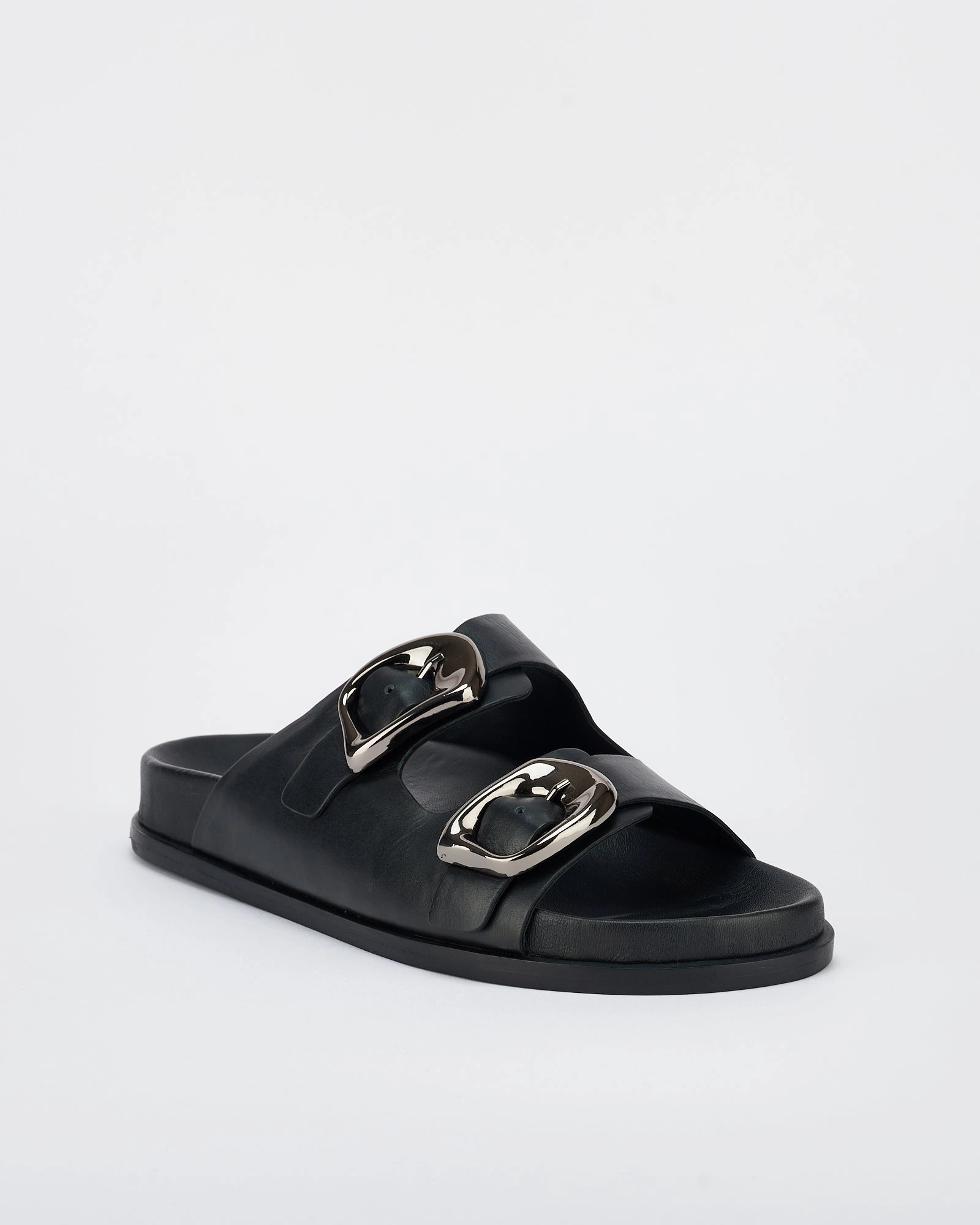 San Jose Footbed Black/Silver Soft Sole Slippers