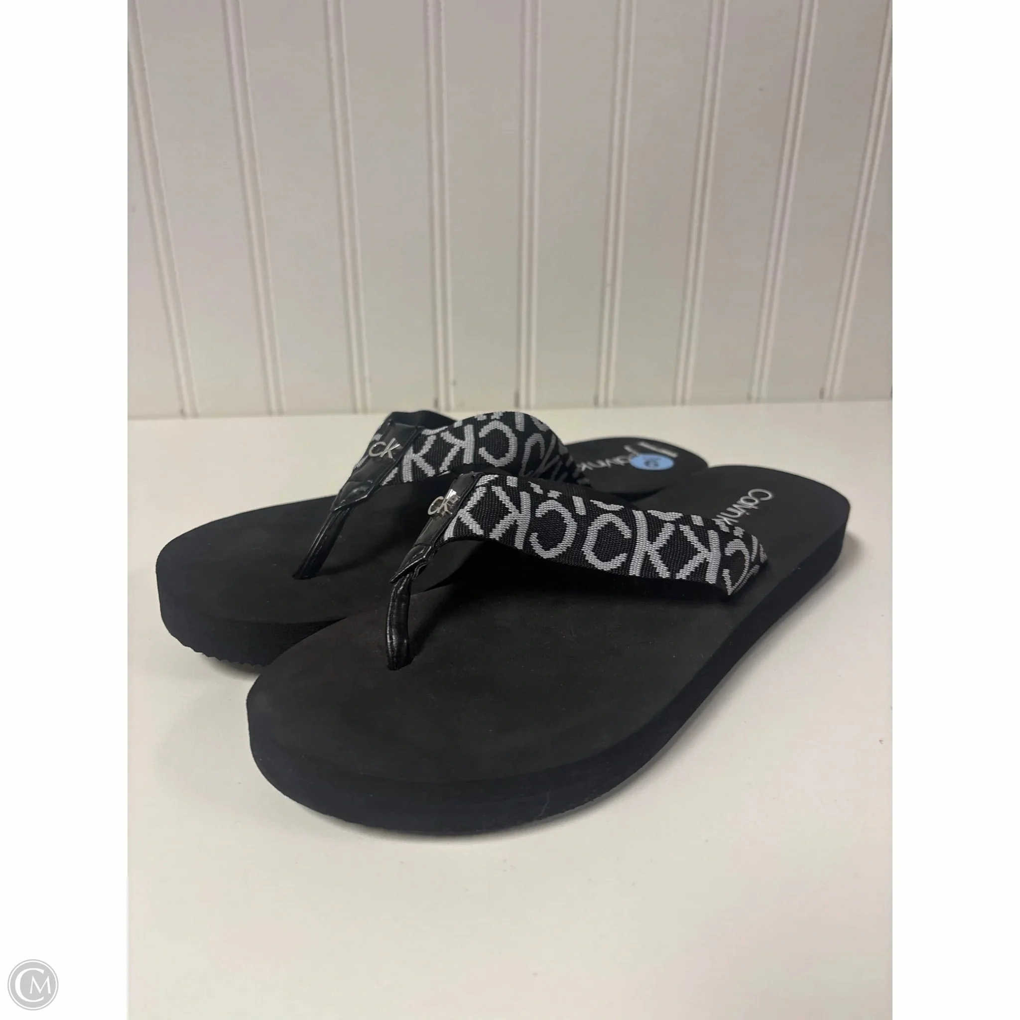 Sandals Flip Flops By Calvin Klein In Black, Size: 6 Feelz Good Flip Flops