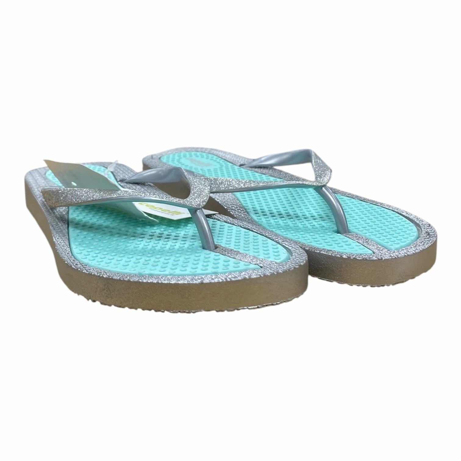 Sandals Flip Flops By Capelli In Green & Silver, Size:8 Flip Flops With Sayings