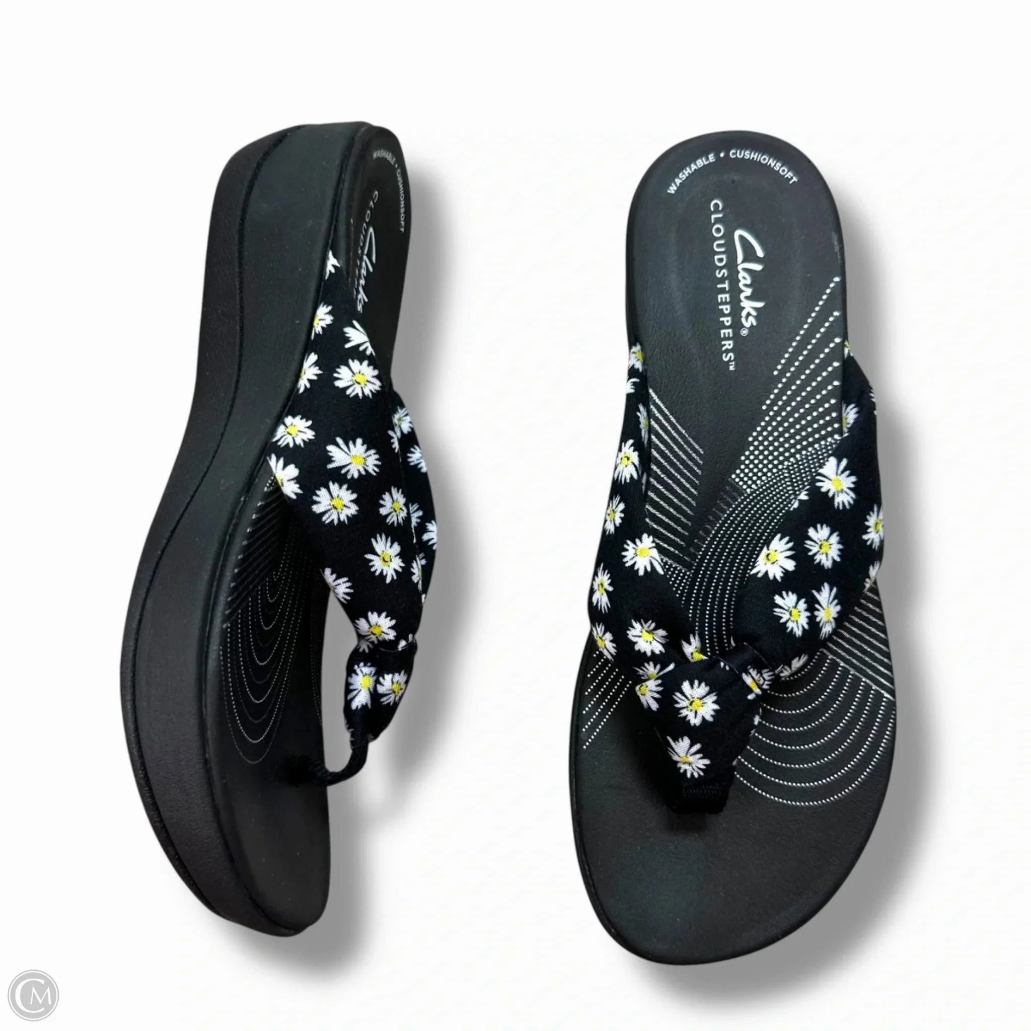 Sandals Flip Flops By Clarks In Floral Print, Size: 7 Playboy Bunny Platform Flip Flops