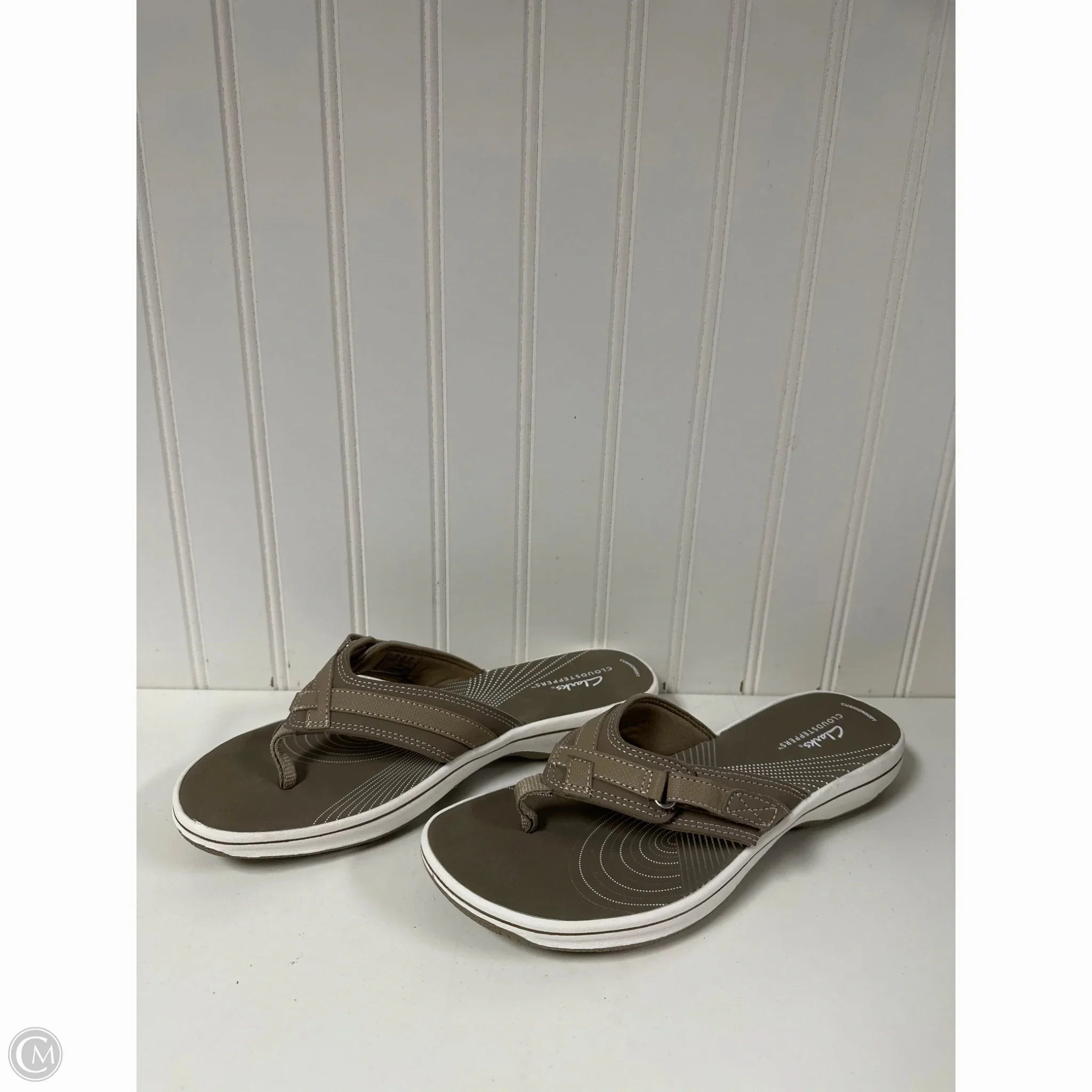 Sandals Flip Flops By Clarks In Taupe, Size: 9 Bape Flip Flops Shark
