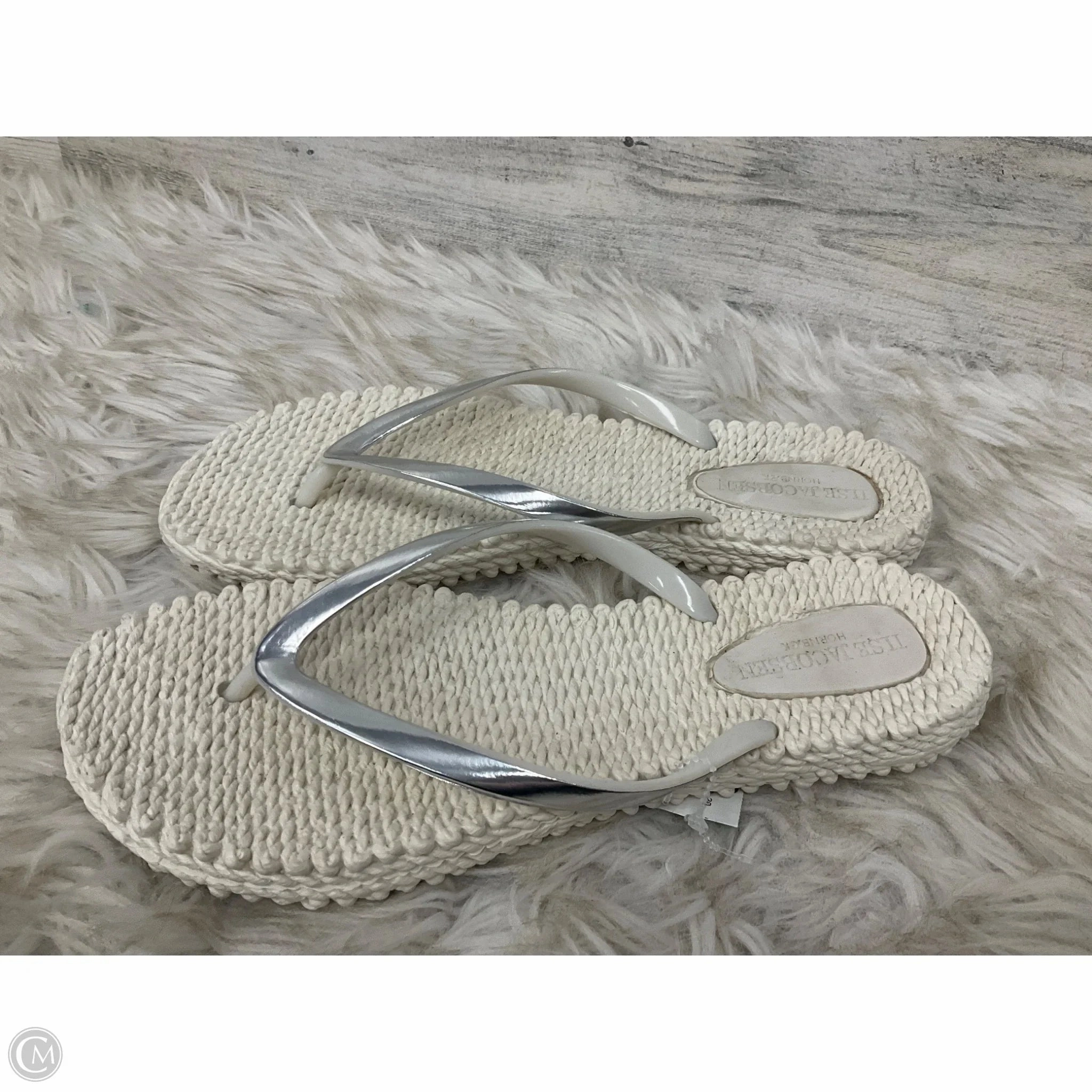 Sandals Flip Flops By Clothes Mentor In Silver, Size: 10 Breathable Flip Flops