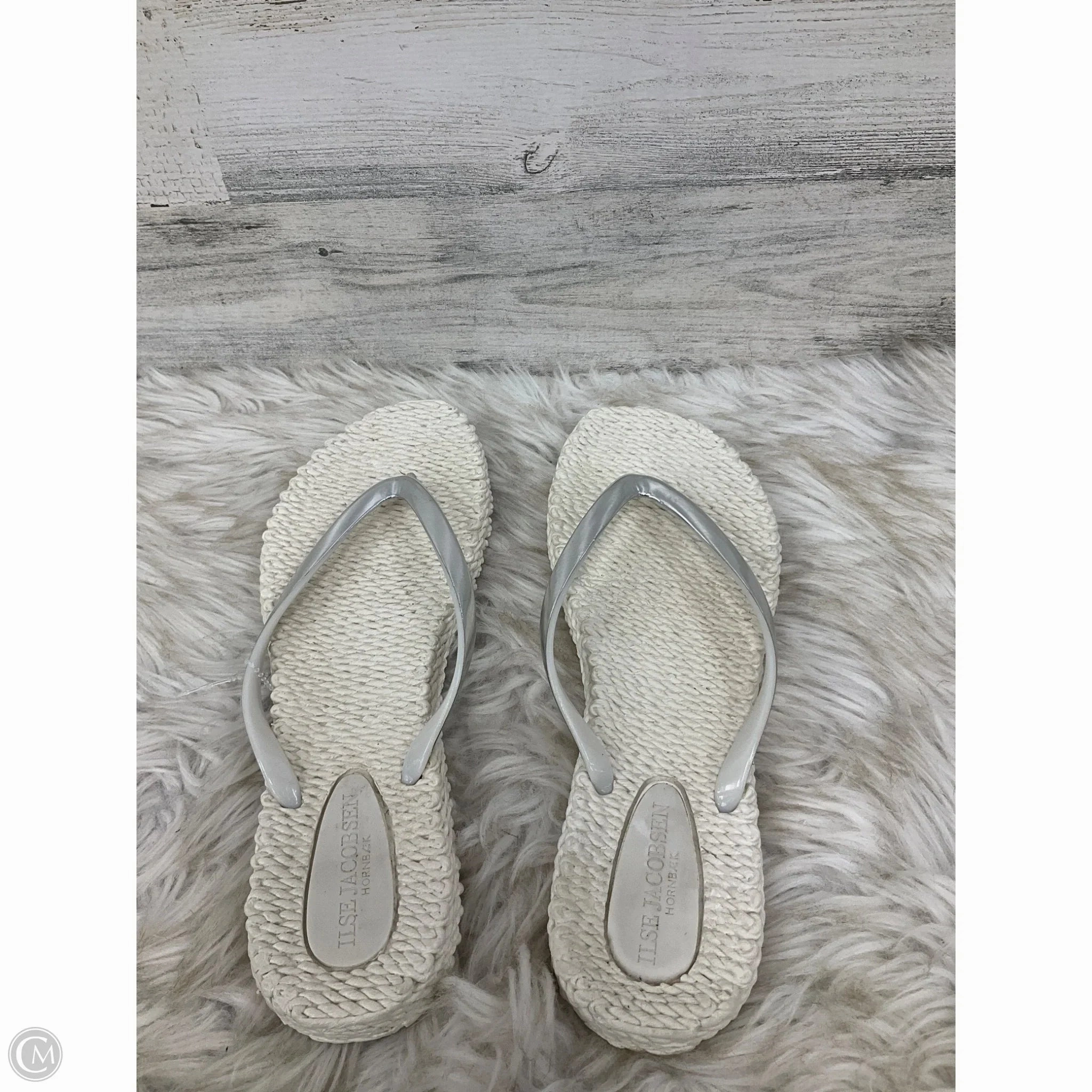 Sandals Flip Flops By Clothes Mentor In Silver, Size: 10 Clean Flip Flops