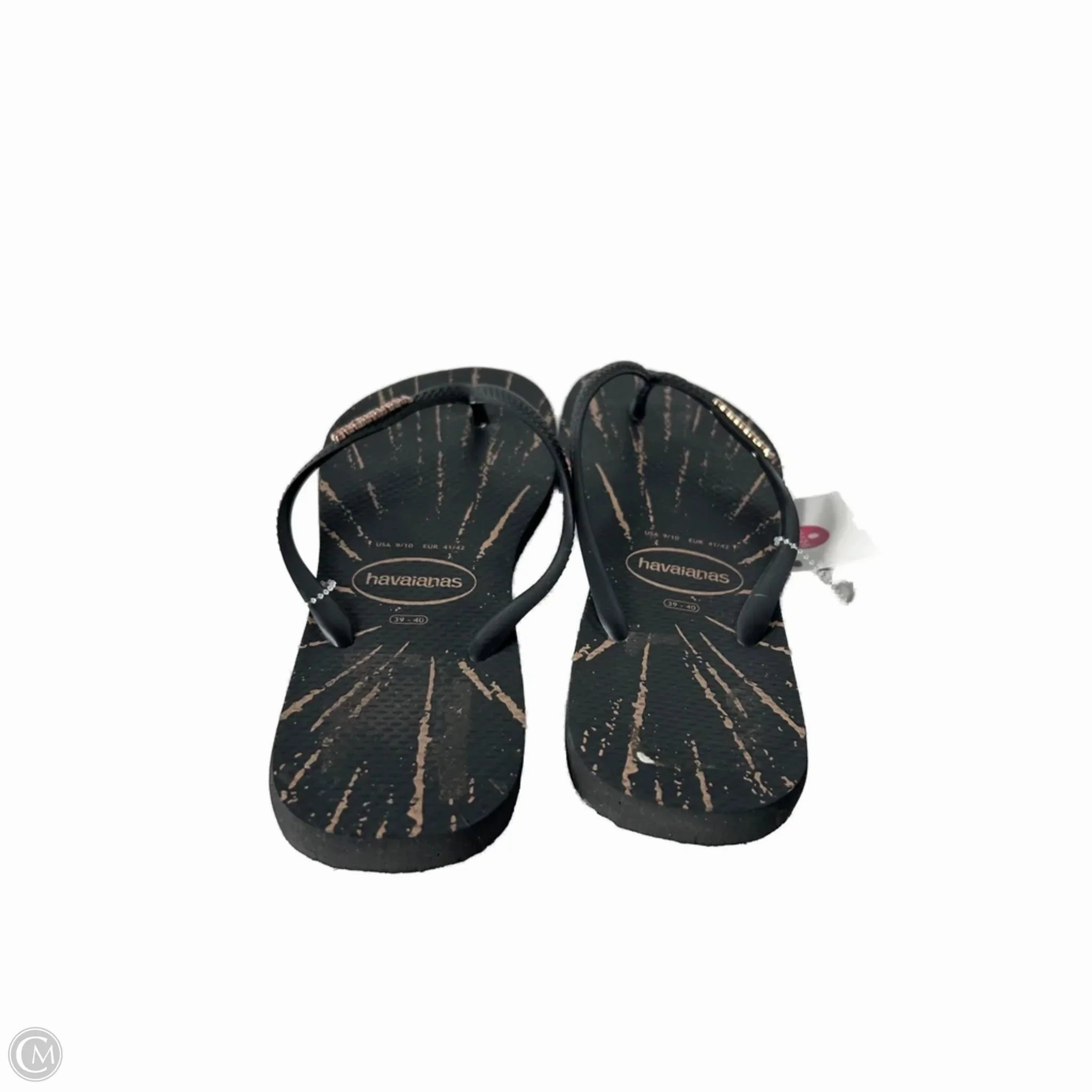 Sandals Flip Flops By Havaianas In Black & Tan, Size: 9 Fashioned Flip Flops