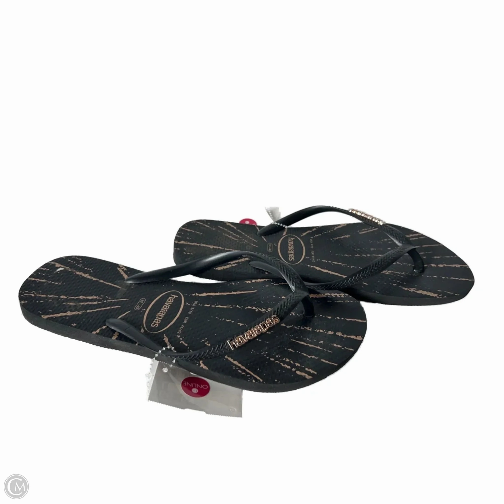Sandals Flip Flops By Havaianas In Black & Tan, Size: 9 Surfer Joe Flip Flops