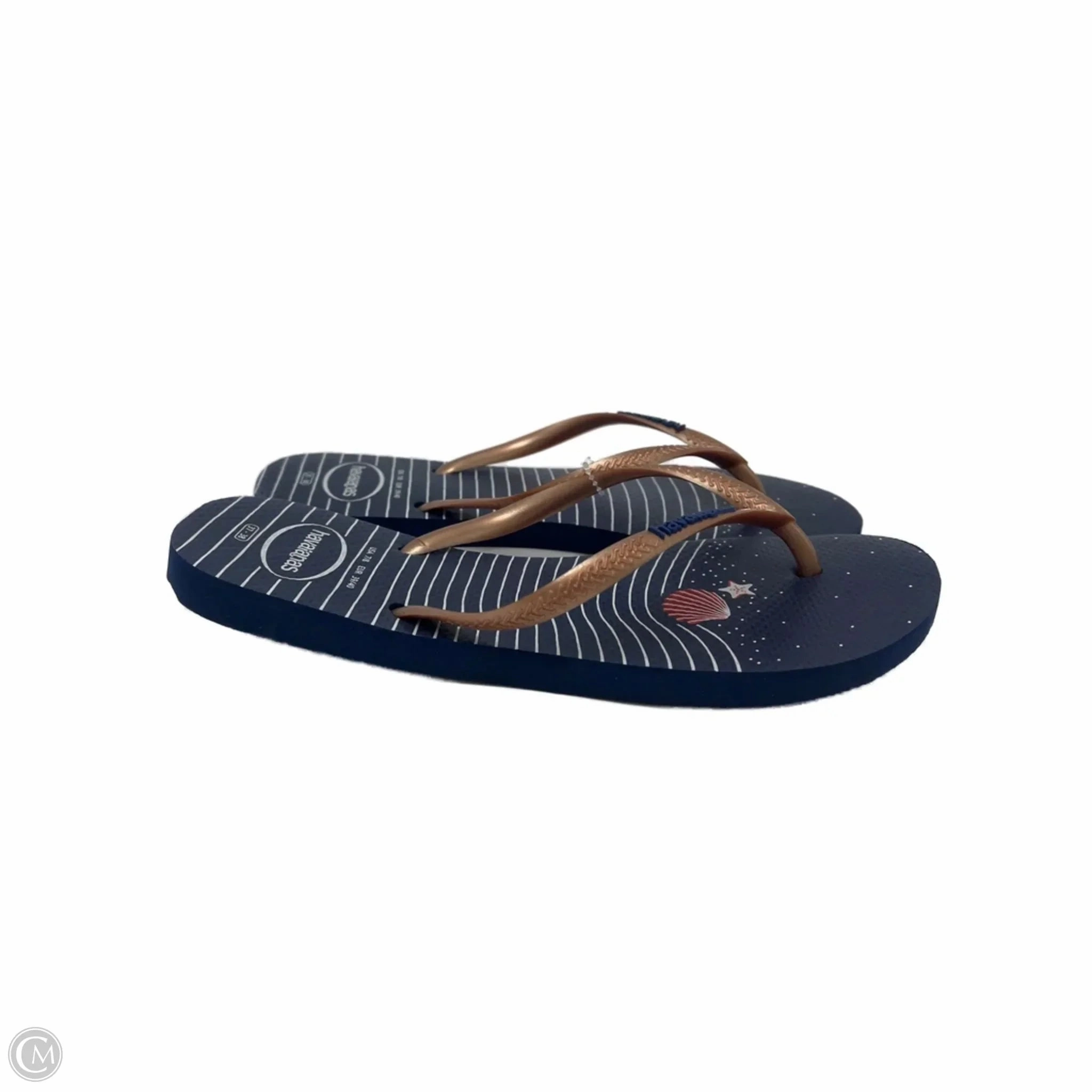 Sandals Flip Flops By Havaianas In Blue, Size: 8 Sparkly Wedge Flip Flops