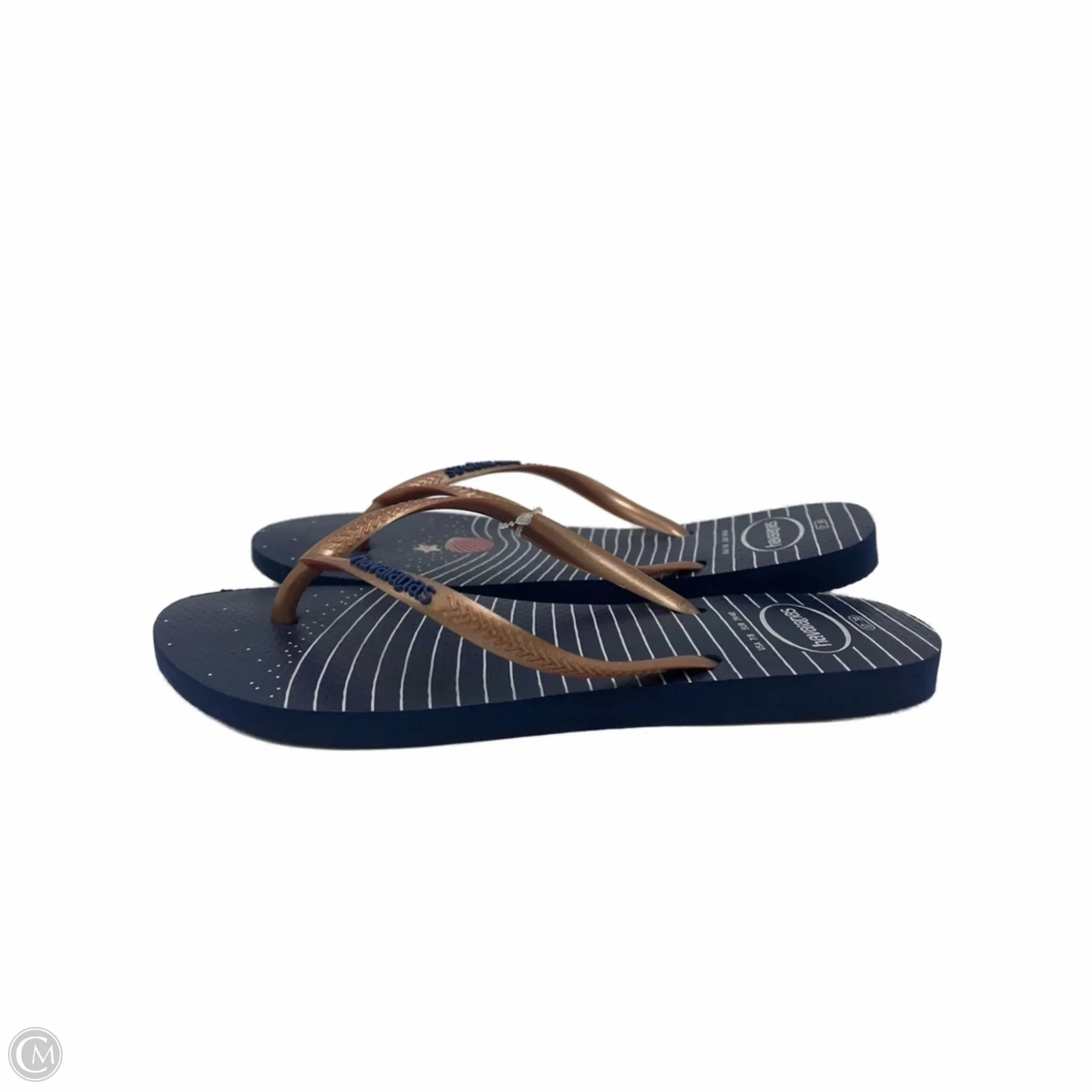 Flip Flops Banned In Italy Sandals Flip Flops By Havaianas In Blue, Size: 8