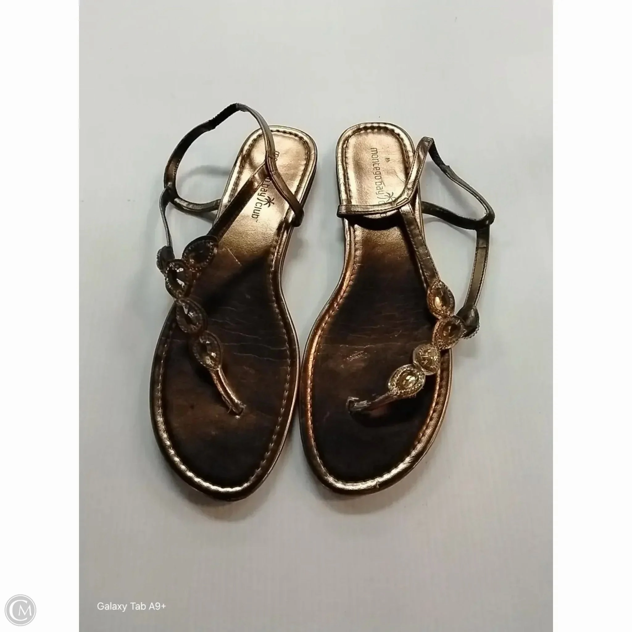 Rose Gold Flip Flops Sandals Flip Flops By Montego Bay In Bronze, Size: 12