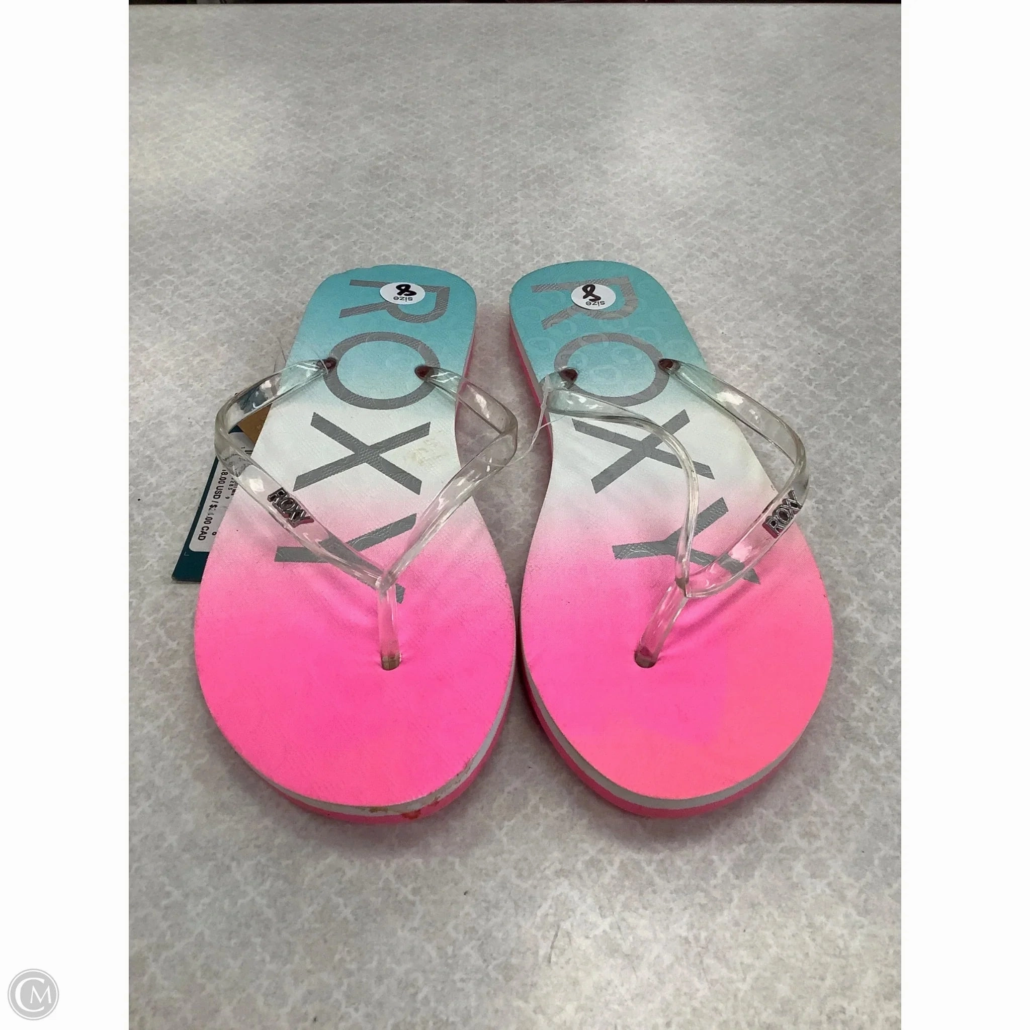 Sandals Flip Flops By Roxy In Multi-colored, Size: 8 Flip Flop Winch