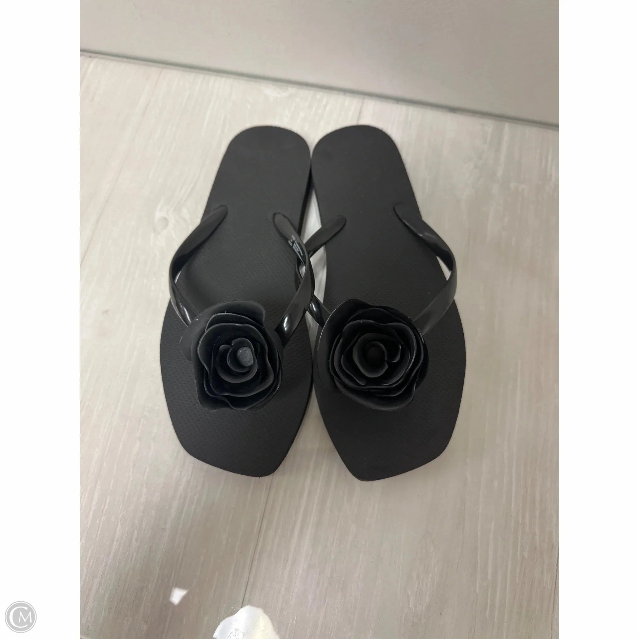 Sandals Flip Flops By Shade & Shore In Black, Size: 6 4 Inch Wedge Flip Flops