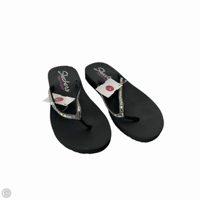 Sandals Flip Flops By Skechers In Black & Silver, Size: 7 Flip Flops With Velcro Straps