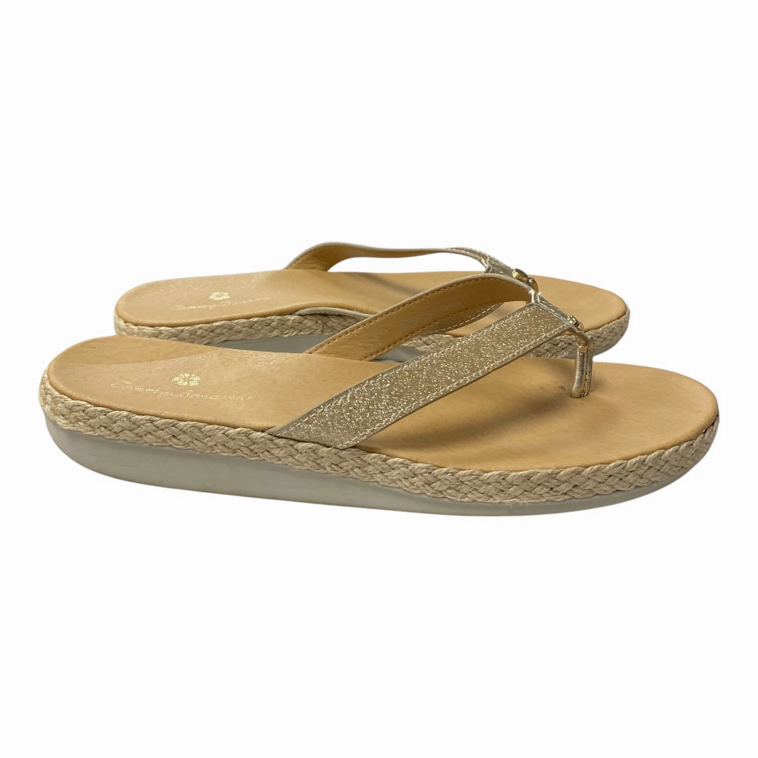 Flip Flops Size 1 Sandals Flip Flops By Tommy Bahama In Gold, Size:8.5