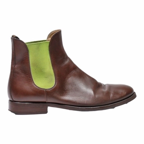 SCAROSSO Chelsea Boots Brown Leather Mens UK 7 Cognac Leather Chelsea Boots