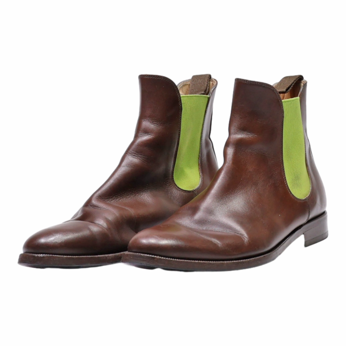 SCAROSSO Chelsea Boots Brown Leather Mens UK 7 Chunky Flat Chelsea Boots