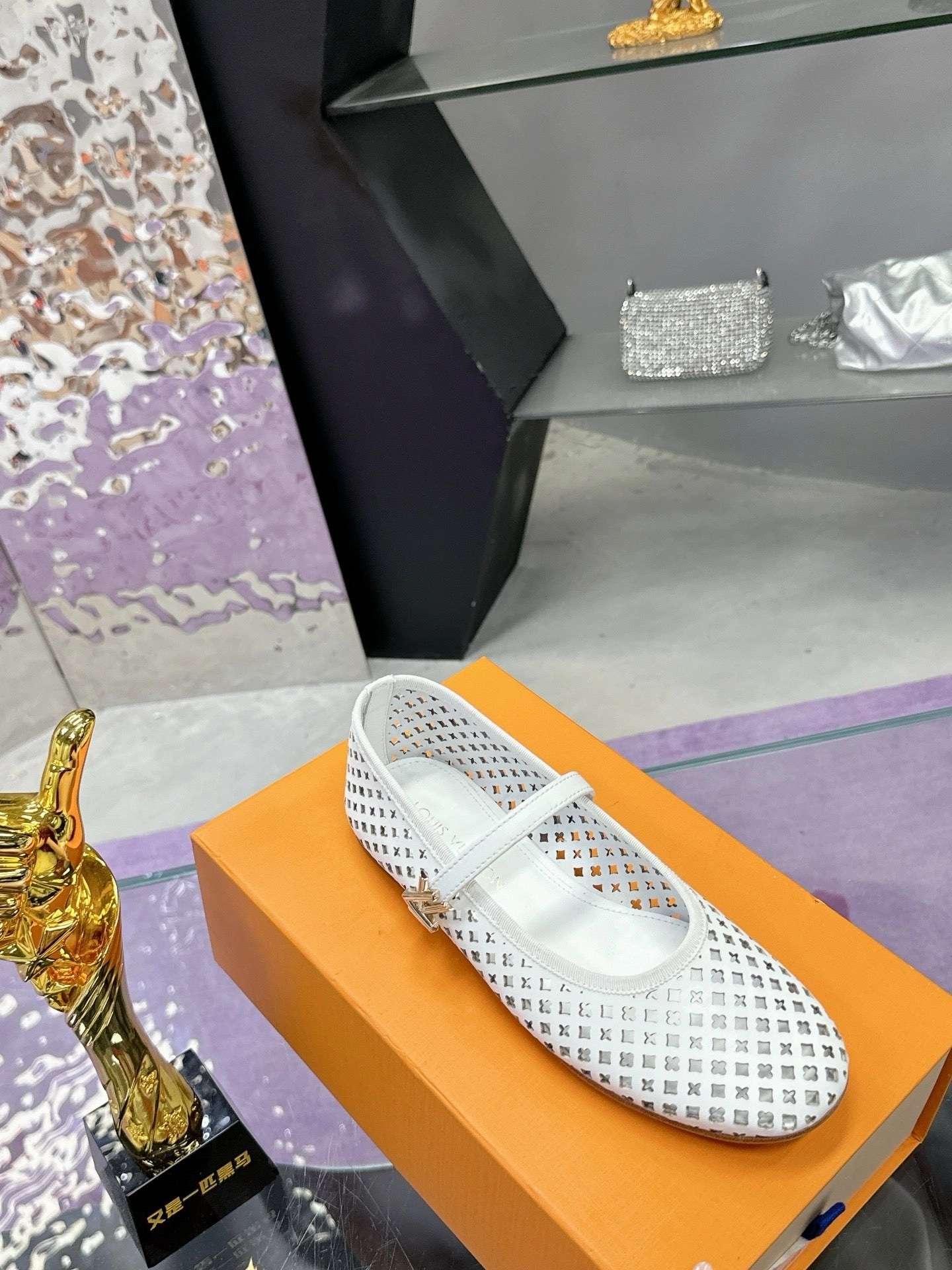 Silver Sparkly Flat Shoes SE1614 LV Romy Flat Ballerina / Size5-11