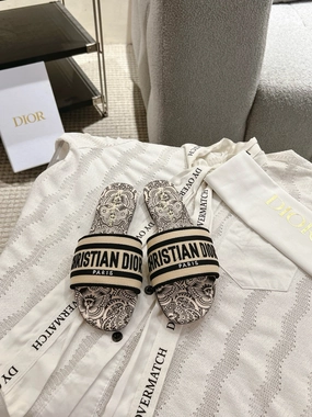 Flat Shoes With Tie Around Ankle SE1658 Dior Dway Slide / Size5-12