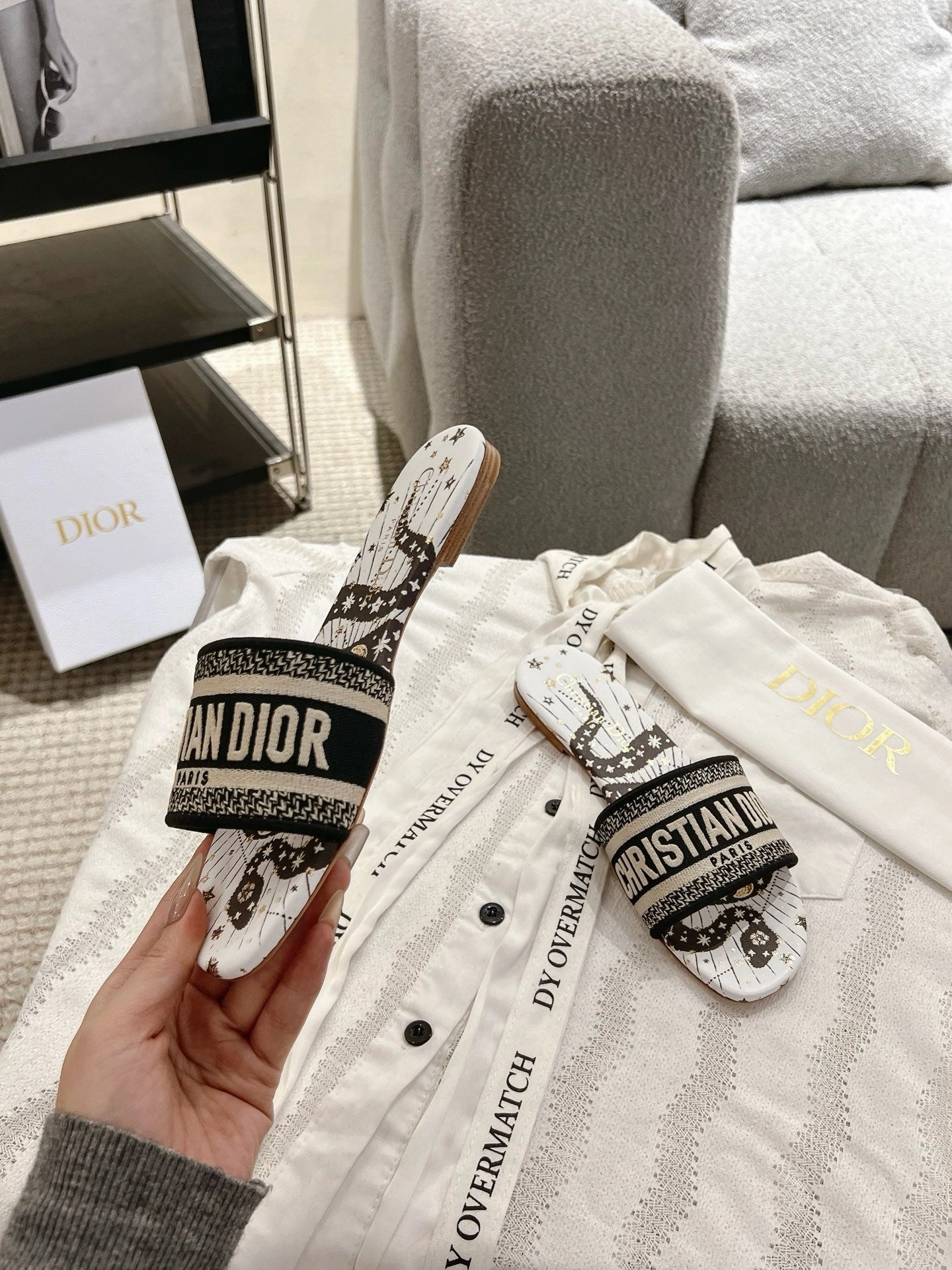 Flat Ballerina Shoes With Strap SE1660 Dior Dway Slide / Size5-12