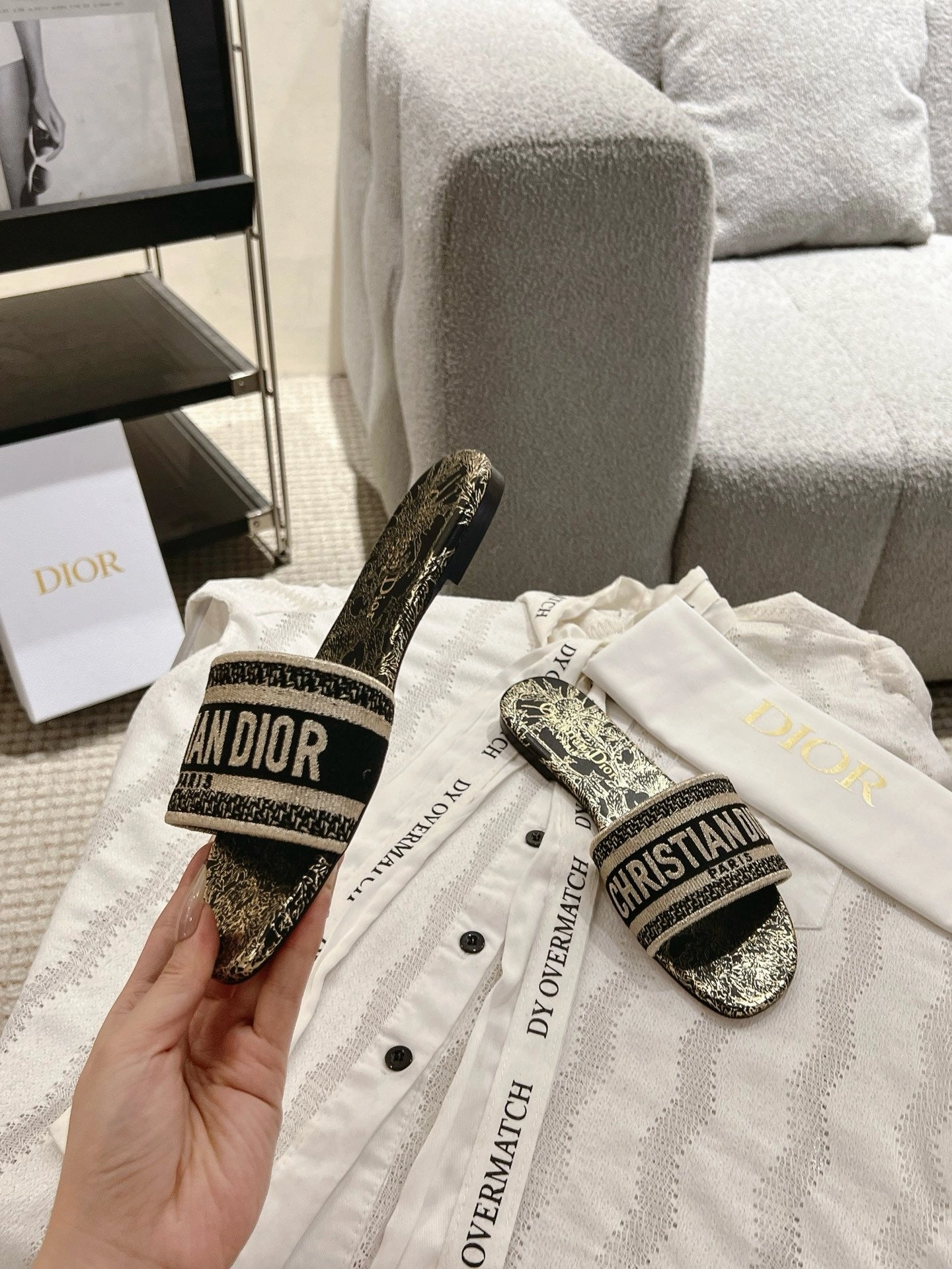 SE1661 Dior Dway Slide / Size5-12 Pearl Shoes Flats