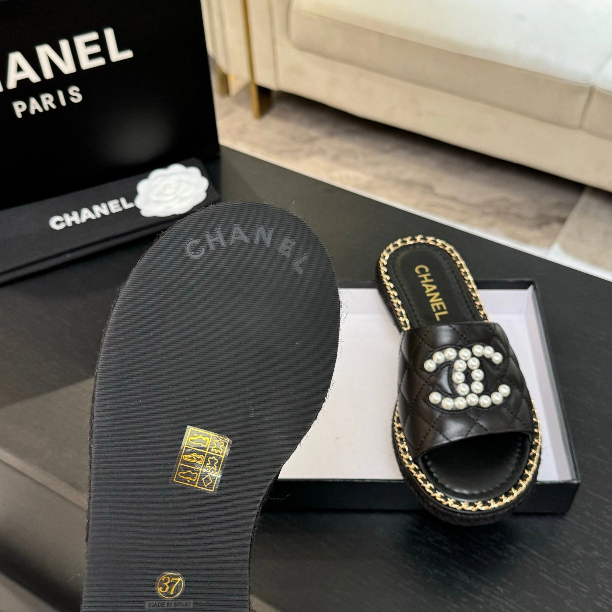 SE1671 Chanel Mules / Size5-11 Shoe Insert Flat Feet