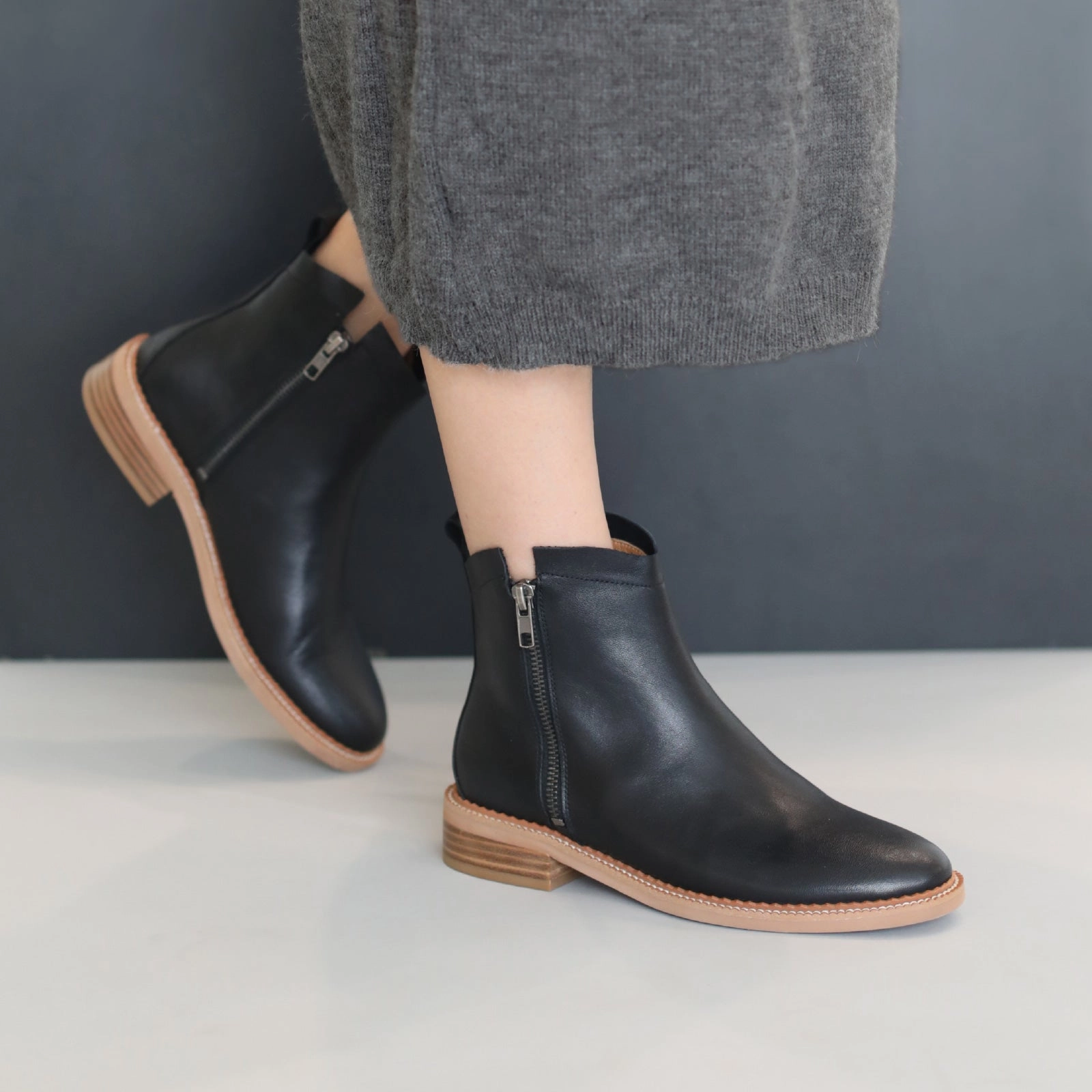 KARLAN High Heel Biker Ankle Boots