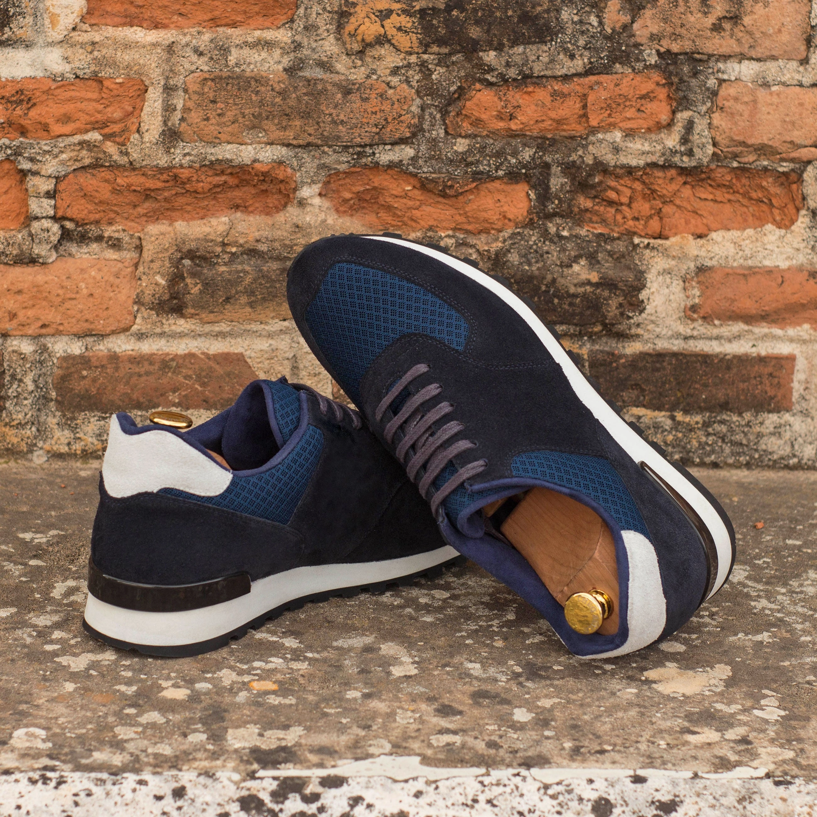 Navy Suede & Mesh Jogger Sneakers Designer Shoes Sneakers
