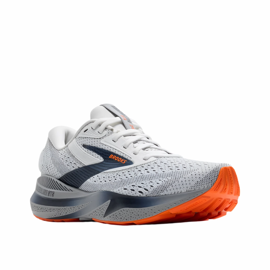 Brooks Men's Adrenaline GTS 24 Lightweight Road Running Shoe - White/Peacoat/Alloy Running Shooes