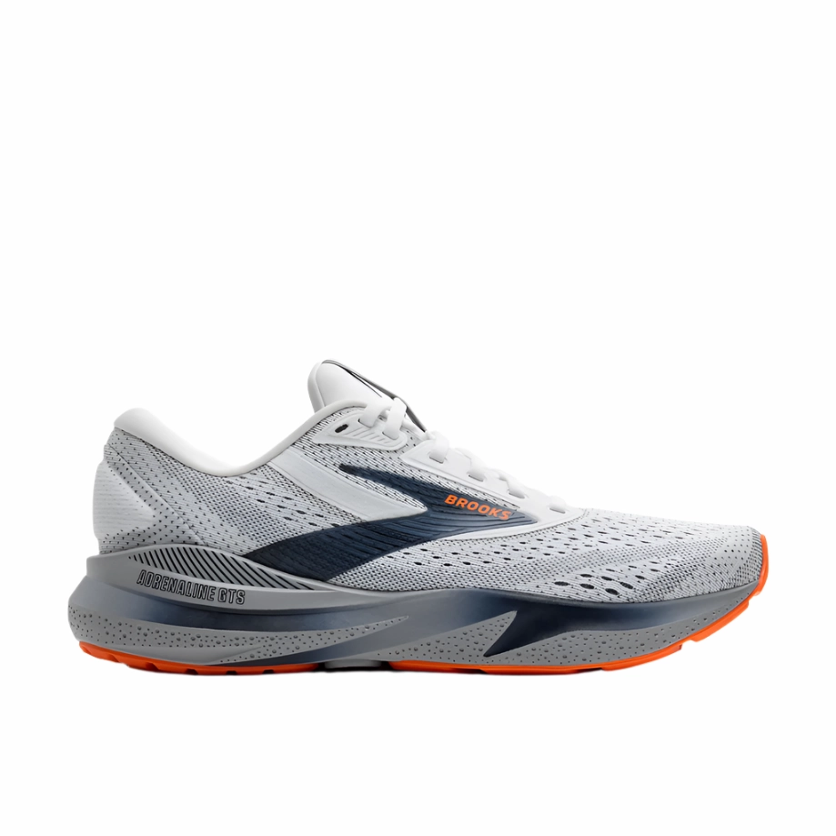 Running Shoes With Flowers Brooks Men's Adrenaline GTS 24 Lightweight Road Running Shoe - White/Peacoat/Alloy